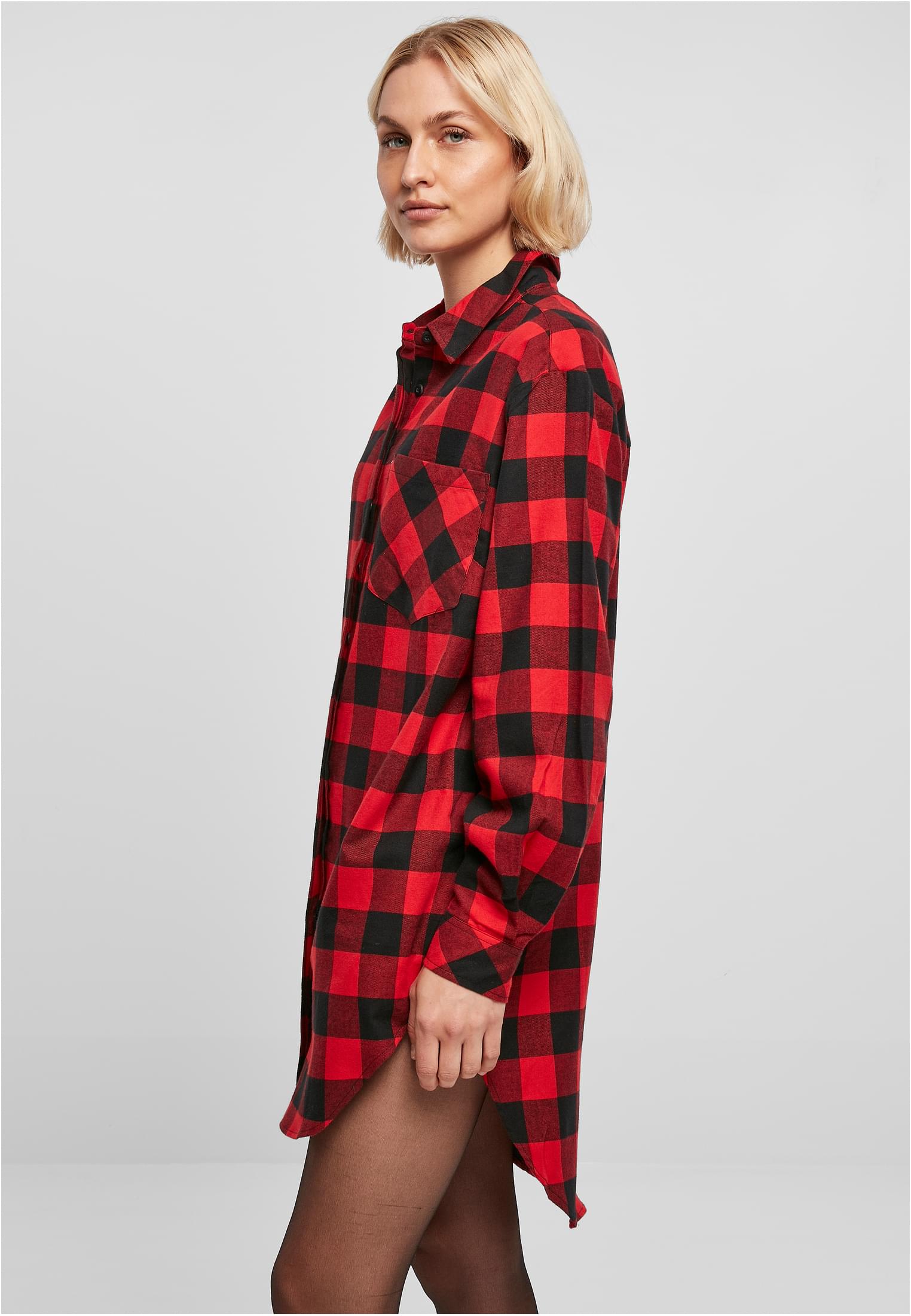 Ladies Oversized Check Flannel Shirt Dress black/red 3XL - variant image 1
