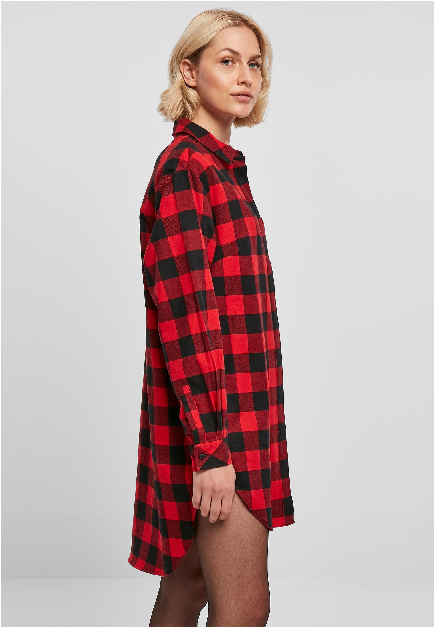 Ladies Oversized Check Flannel Shirt Dress black/red 3XL - variant image 3