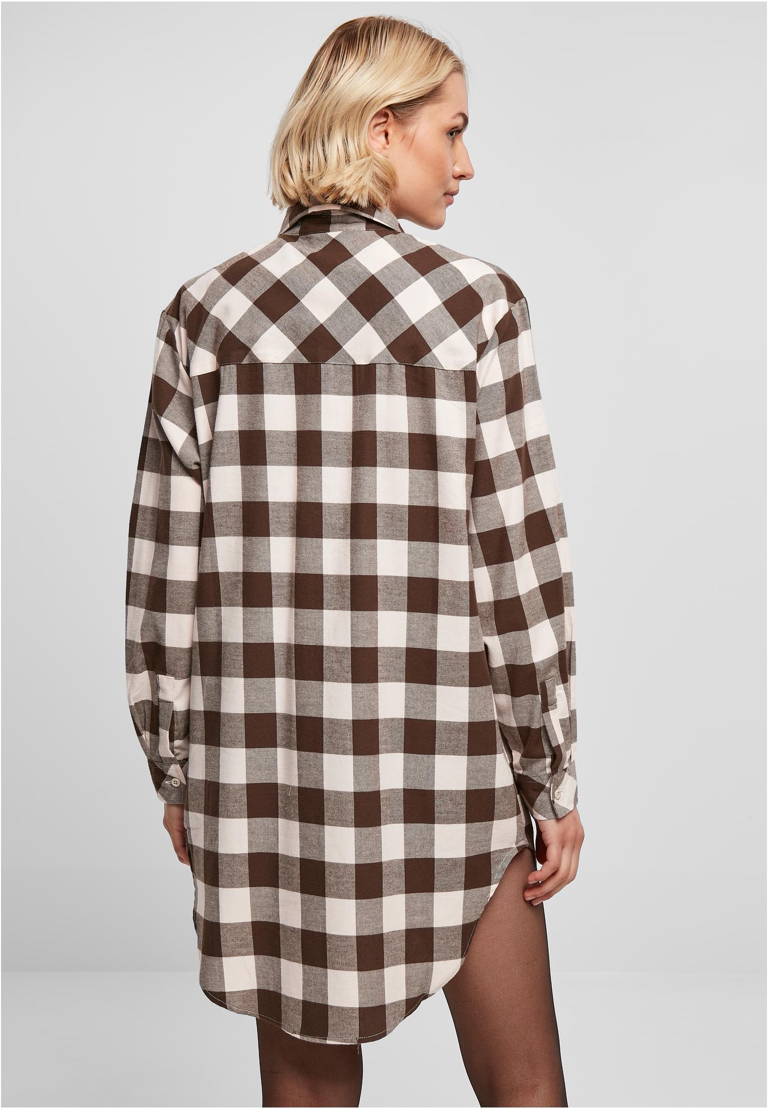 Ladies Oversized Check Flannel Shirt Dress pink/brown 3XL - variant image 2