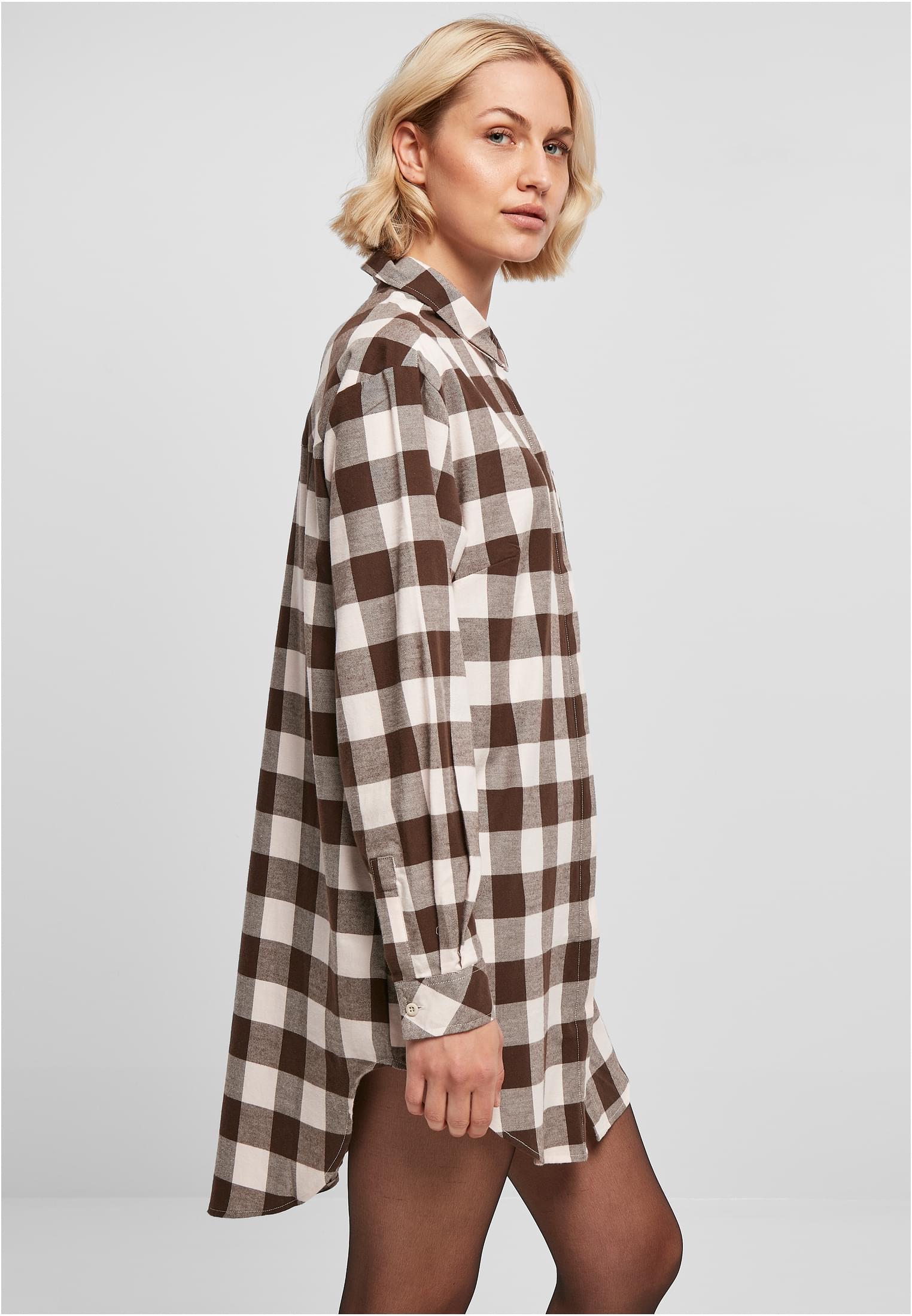 Ladies Oversized Check Flannel Shirt Dress pink/brown 3XL - variant image 3
