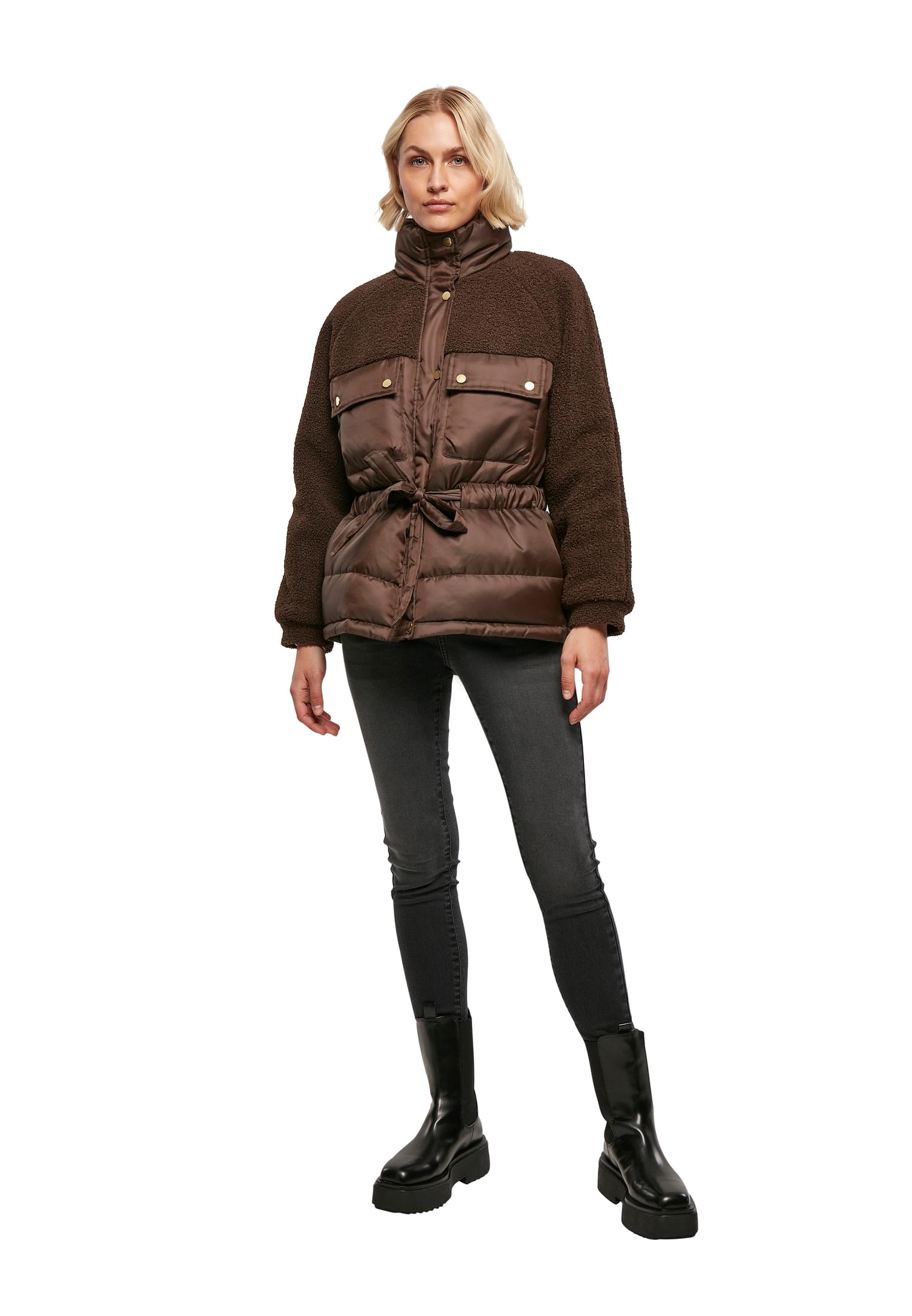 Ladies Sherpa Mix Puffer Jacket brown 3XL - variant image 4