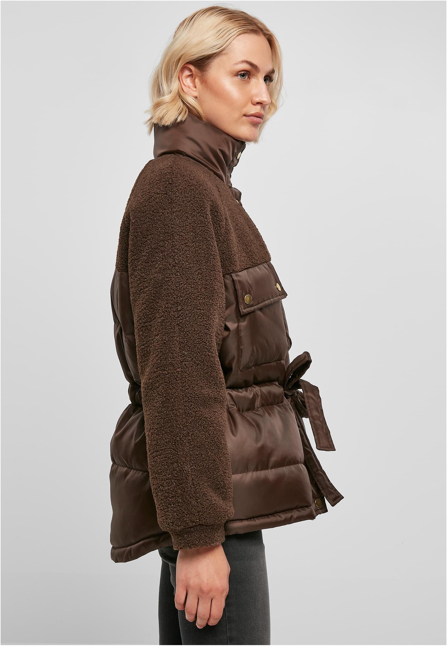Ladies Sherpa Mix Puffer Jacket brown 3XL - variant image 3