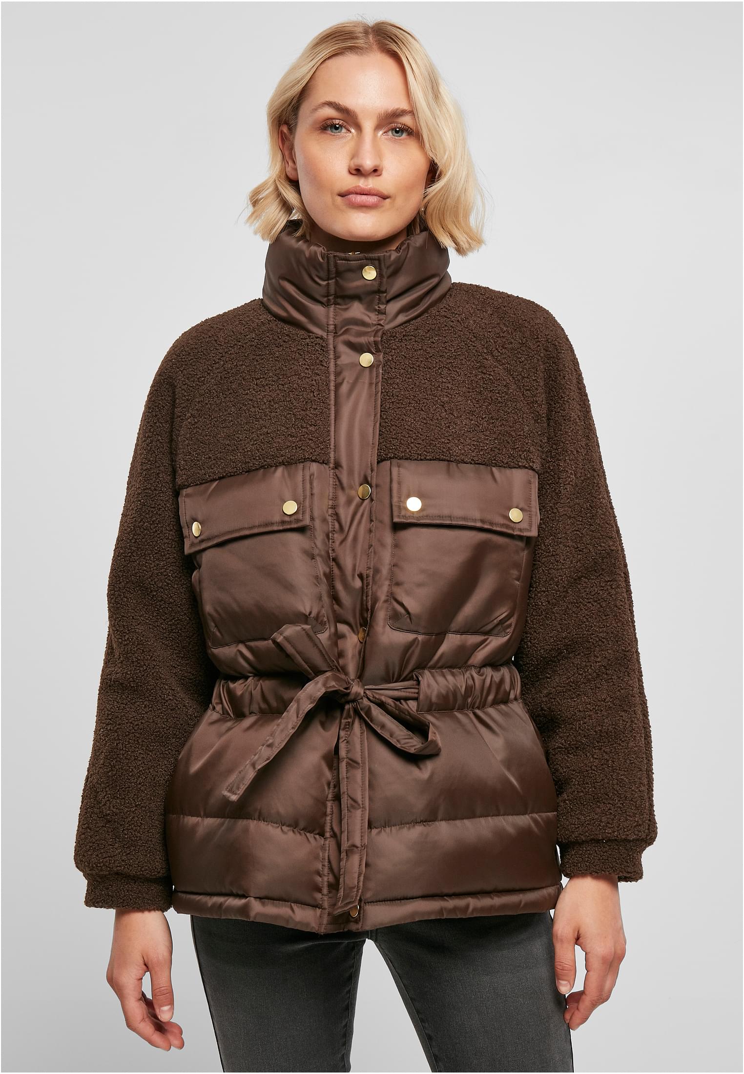 Ladies Sherpa Mix Puffer Jacket brown 3XL - alternate variant 2