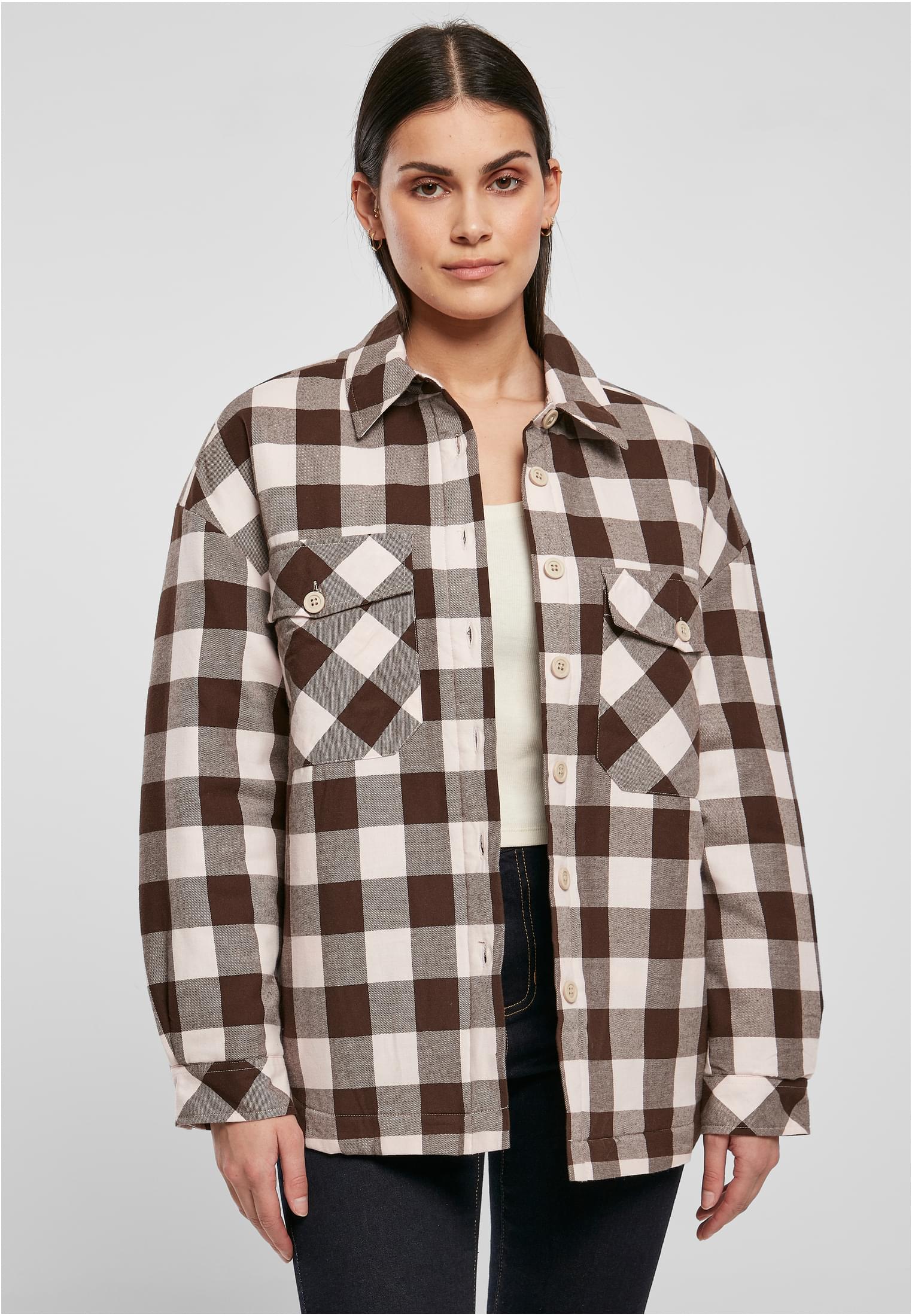 Ladies Flanell Padded Overshirt pink/brown 3XL - alternate variant 5