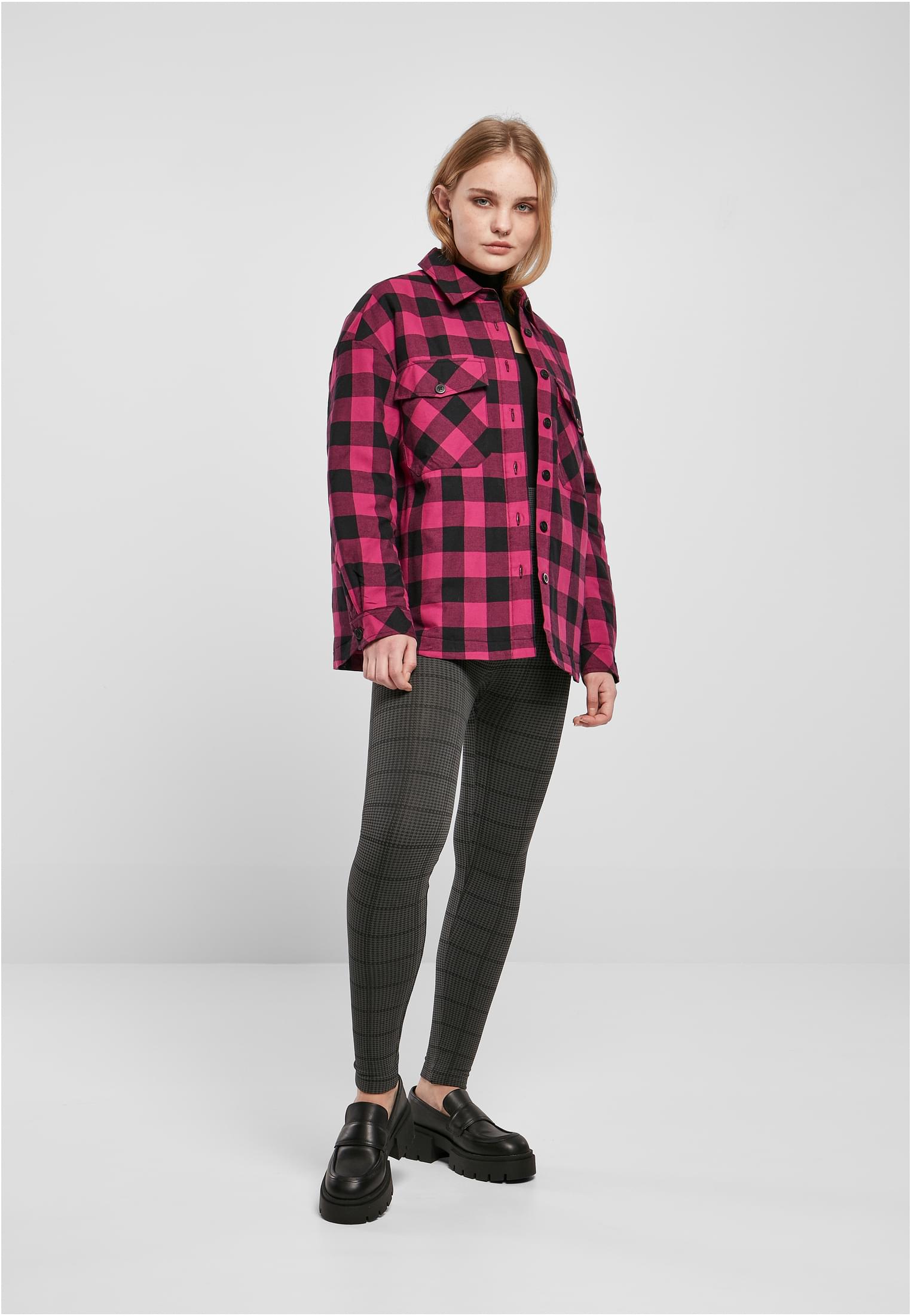 Ladies Flanell Padded Overshirt wildviolet/black 3XL - variant image 4