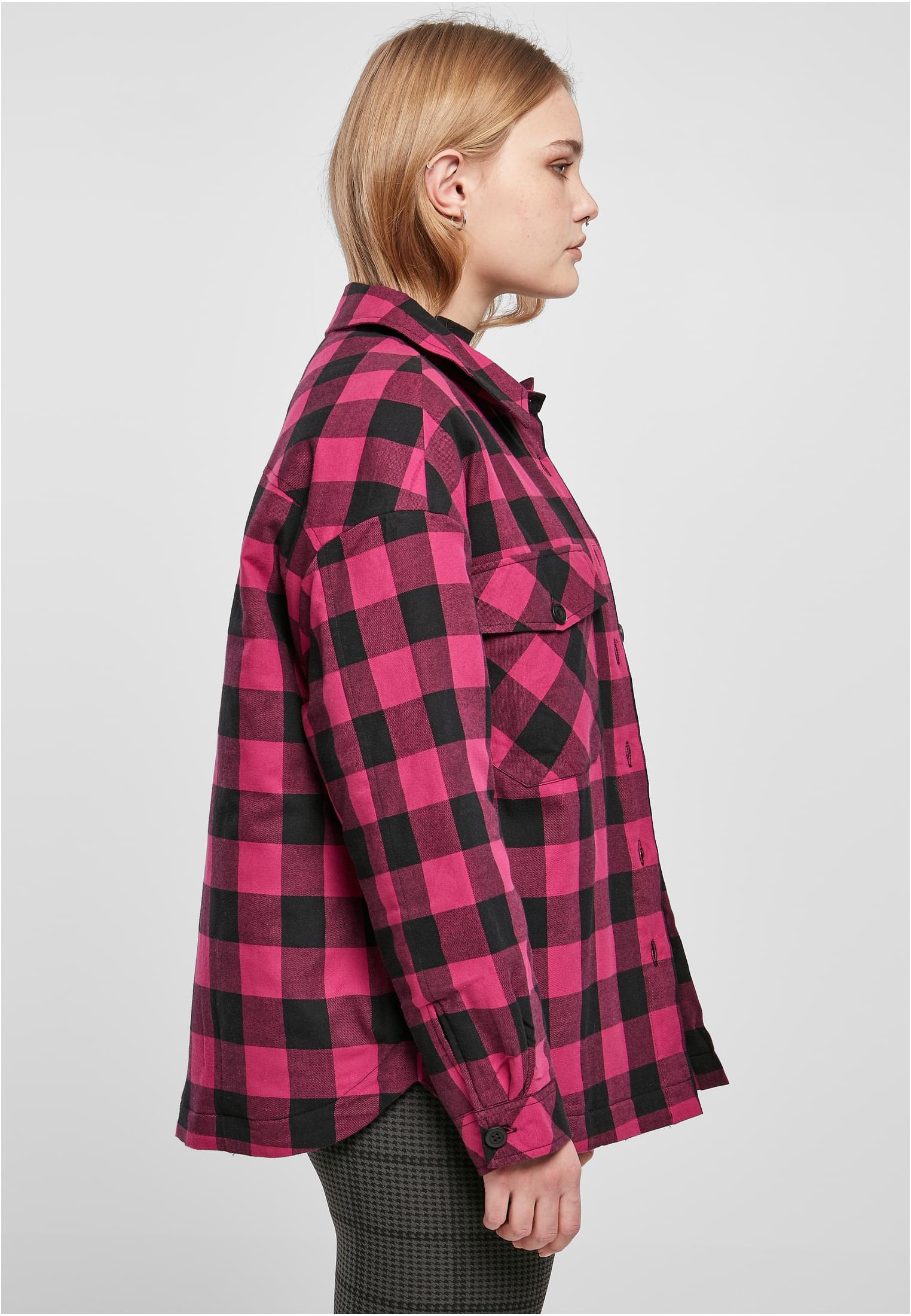 Ladies Flanell Padded Overshirt wildviolet/black 3XL - variant image 3