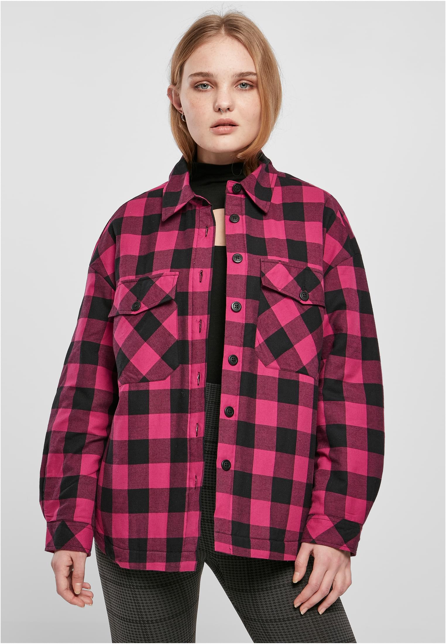Ladies Flanell Padded Overshirt wildviolet/black 3XL - alternate variant 6