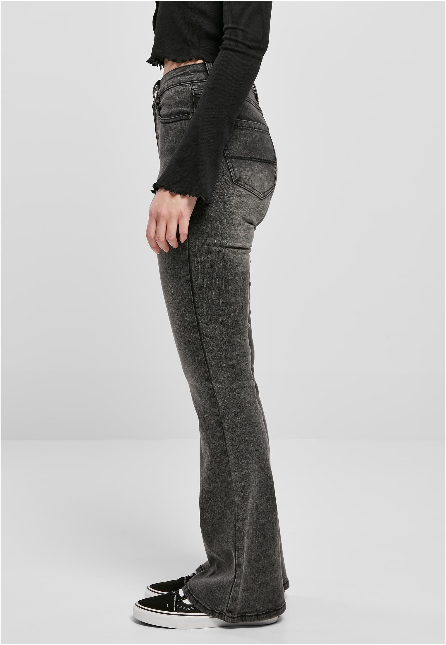 Ladies High Waist Flared Denim Pants black heavy acid washed 26 - variant image 1