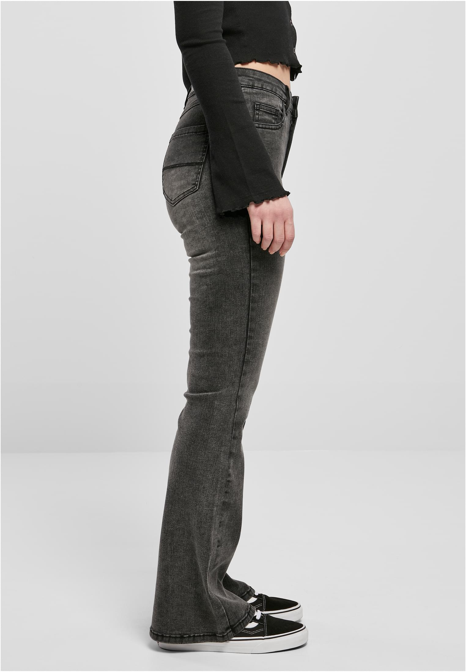 Ladies High Waist Flared Denim Pants black heavy acid washed 26 - variant image 3