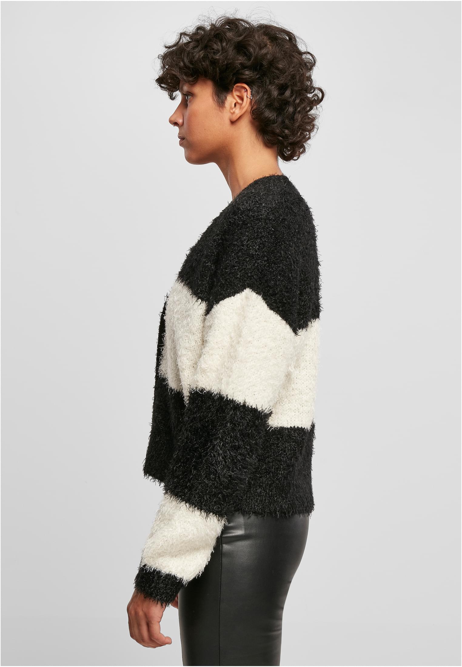 Ladies Short Oversized Feather Cardigan black/whitesand 3XL - variant image 1