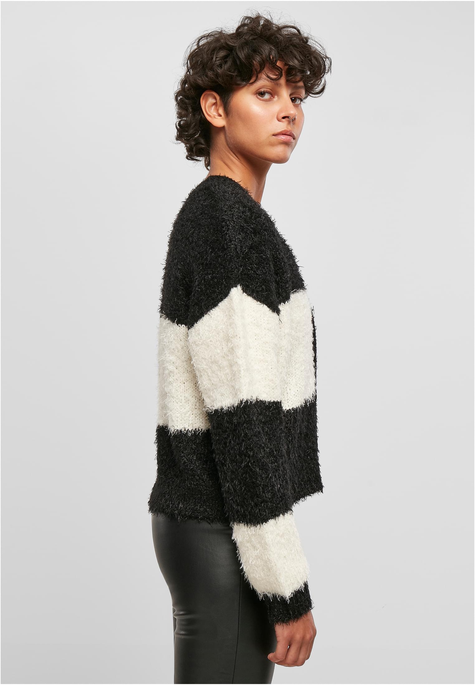 Ladies Short Oversized Feather Cardigan black/whitesand 3XL - variant image 3