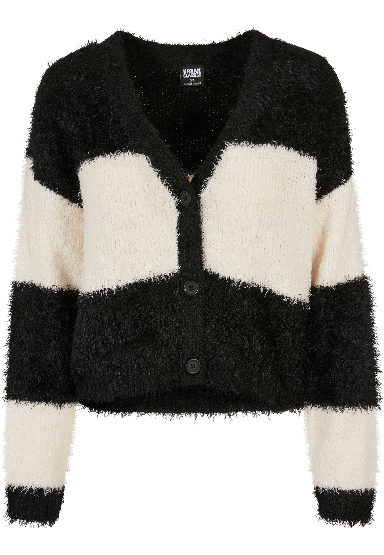 Ladies Short Oversized Feather Cardigan black/whitesand 3XL - variant image 5
