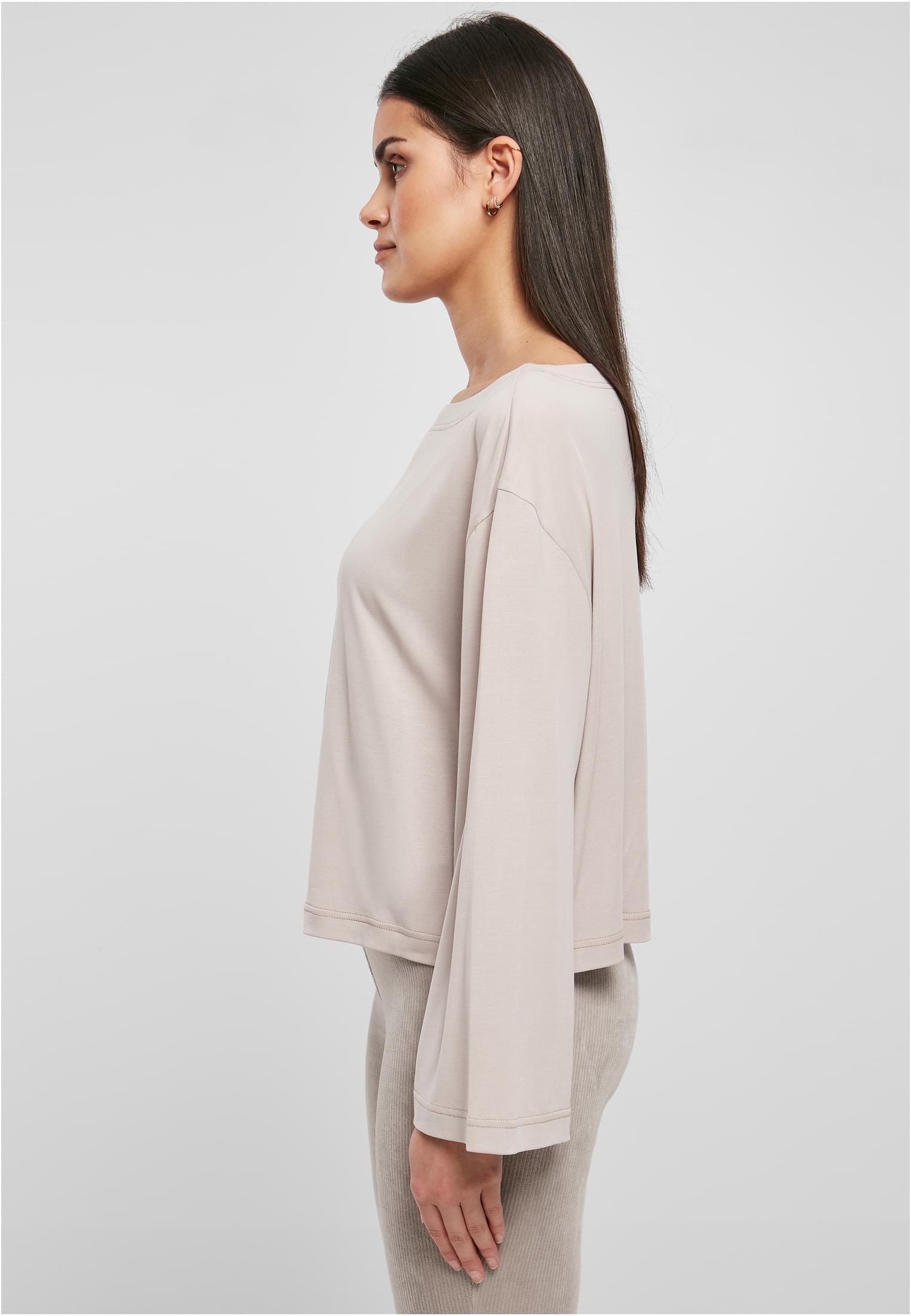 Ladies Short Modal Bateau Necklinie Longsleeve warmgrey 3XL - variant image 1