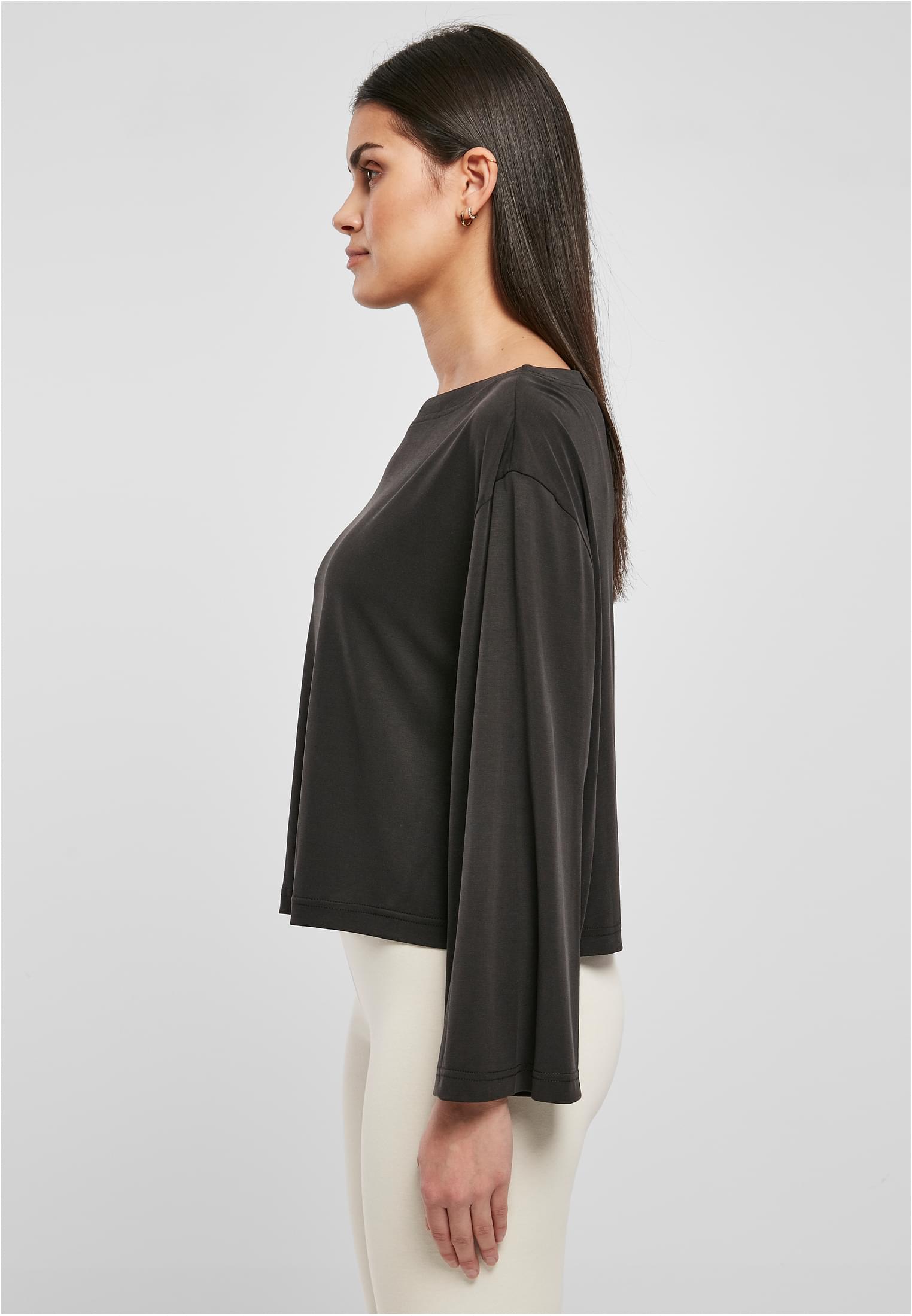 Ladies Short Modal Bateau Necklinie Longsleeve black 3XL - variant image 1