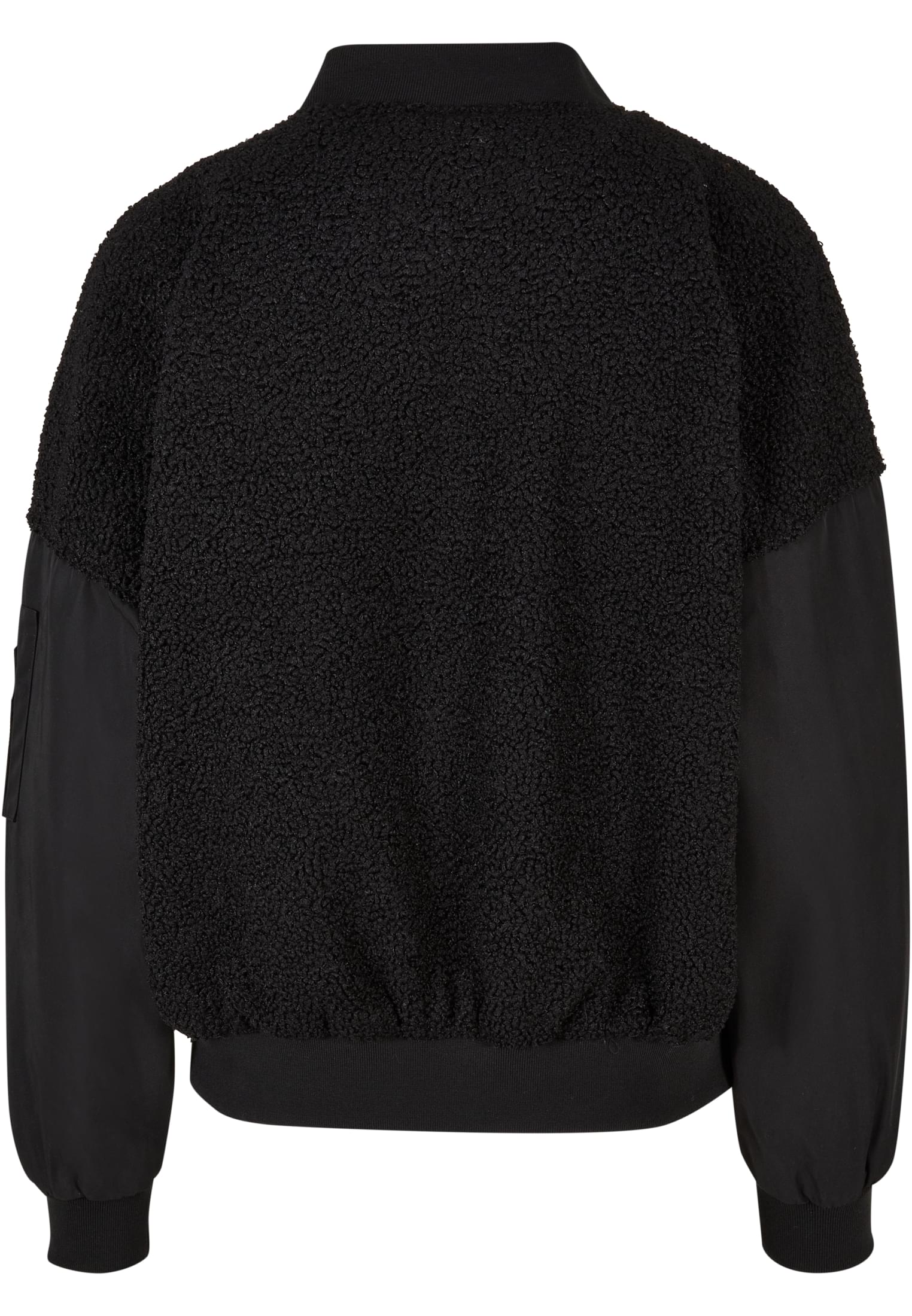 Ladies Oversized Sherpa Mixed Bomber Jacket black 3XL - variant image 6