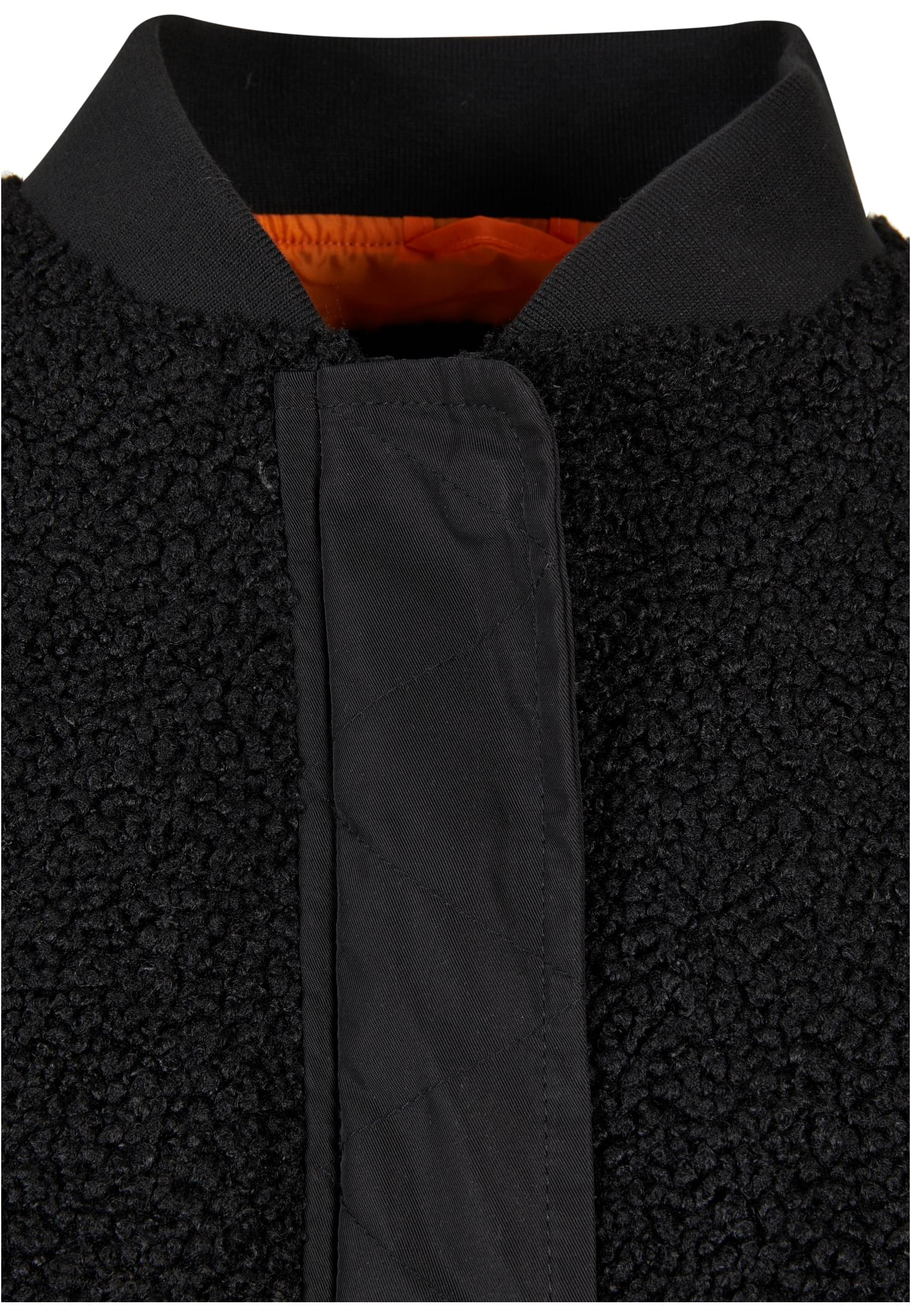 Ladies Oversized Sherpa Mixed Bomber Jacket black 3XL - variant image 7