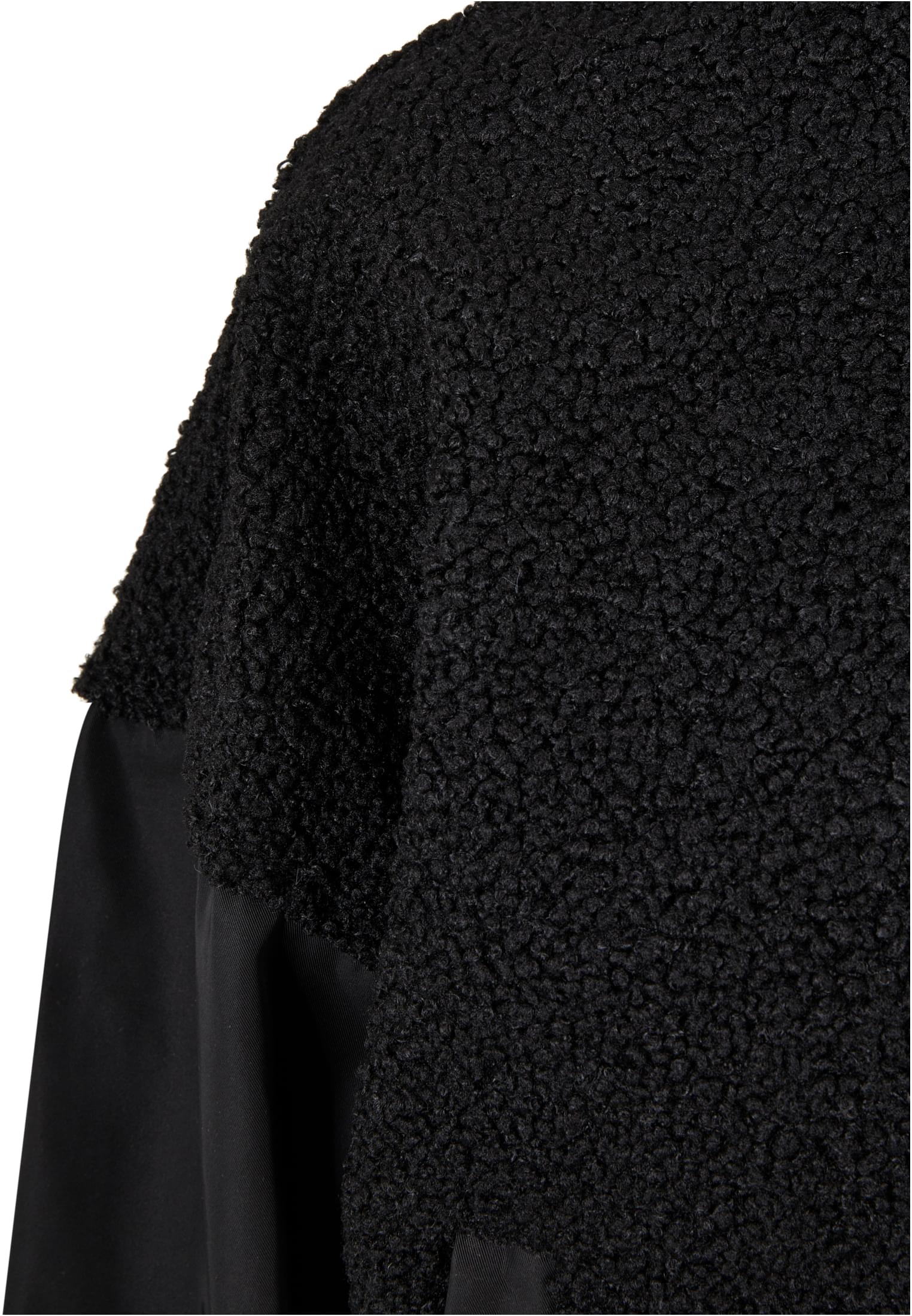 Ladies Oversized Sherpa Mixed Bomber Jacket black 3XL - variant image 8