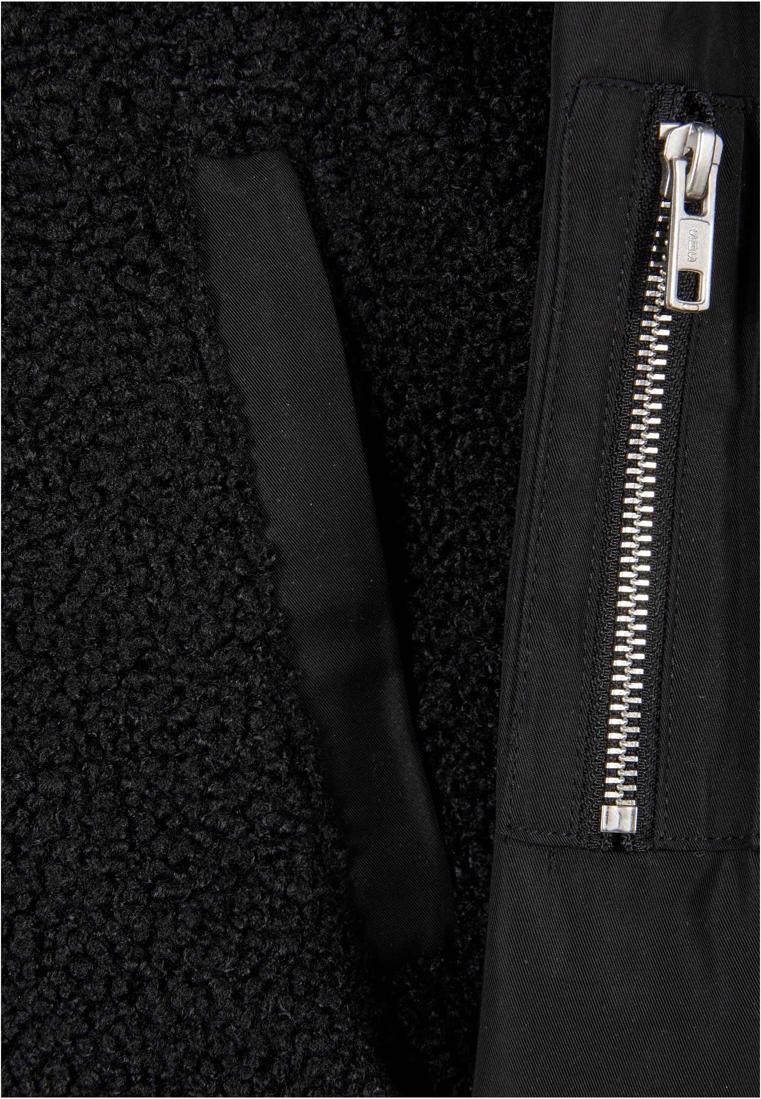 Ladies Oversized Sherpa Mixed Bomber Jacket black 3XL - variant image 9
