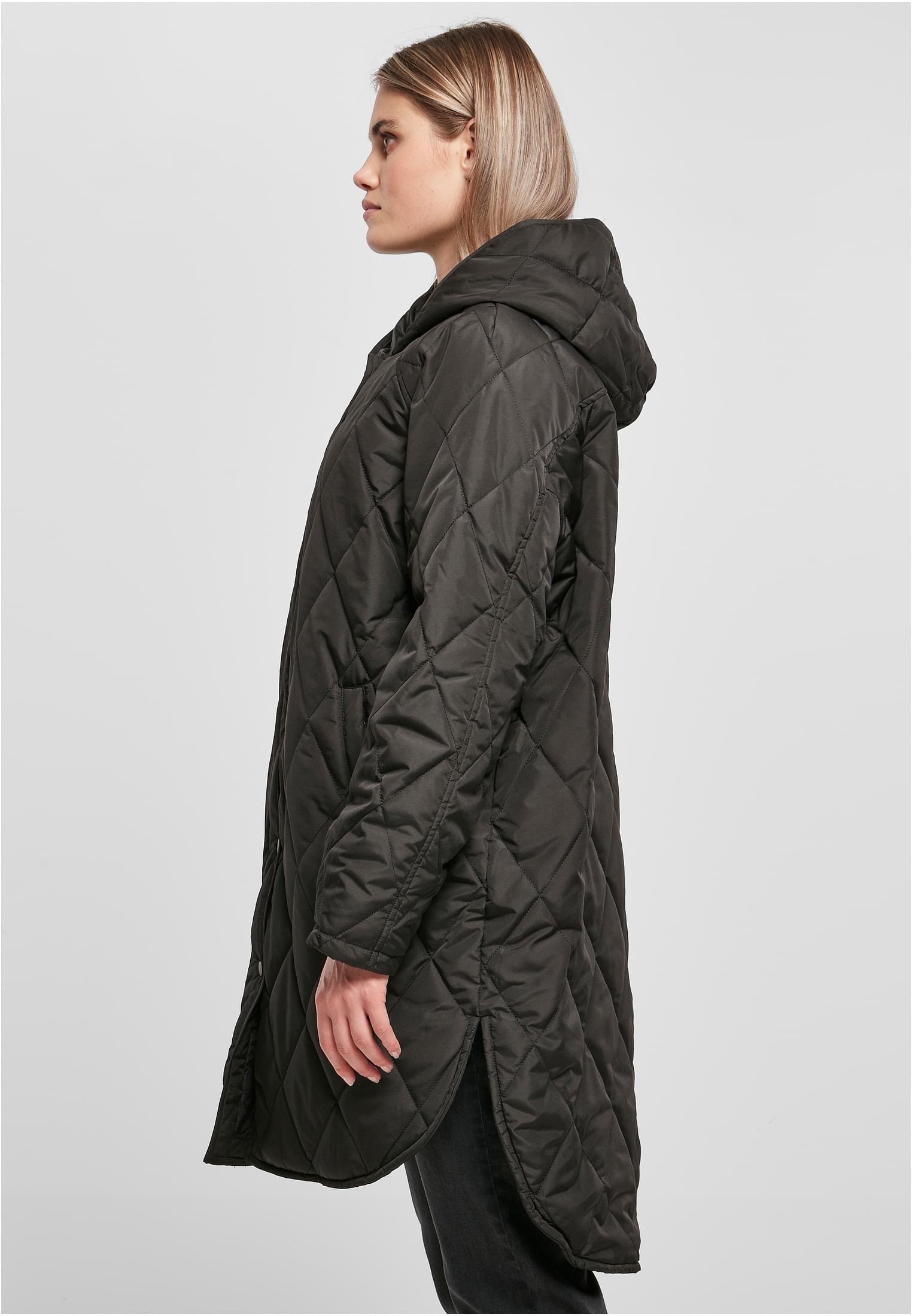 Ladies Oversized Diamond Quilted Hooded Coat black 3XL - variant image 1