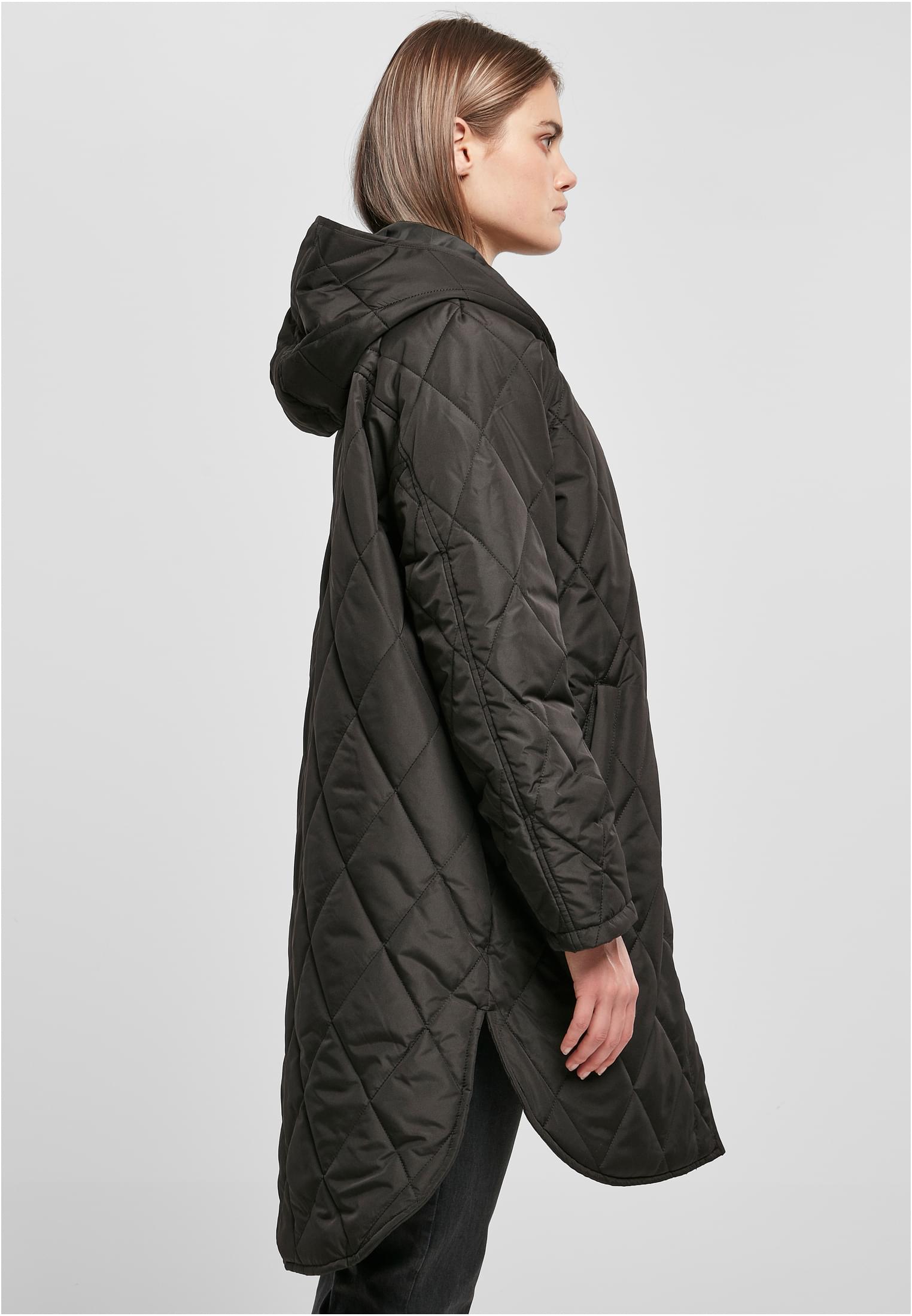 Ladies Oversized Diamond Quilted Hooded Coat black 3XL - variant image 3