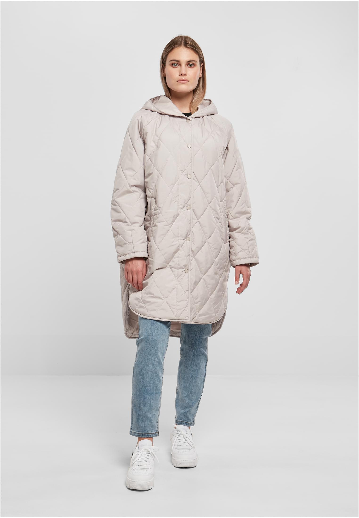 Ladies Oversized Diamond Quilted Hooded Coat warmgrey 3XL - variant image 4