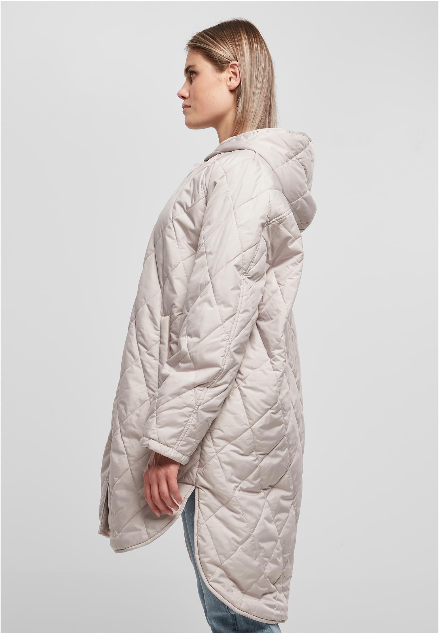 Ladies Oversized Diamond Quilted Hooded Coat warmgrey 3XL - variant image 1