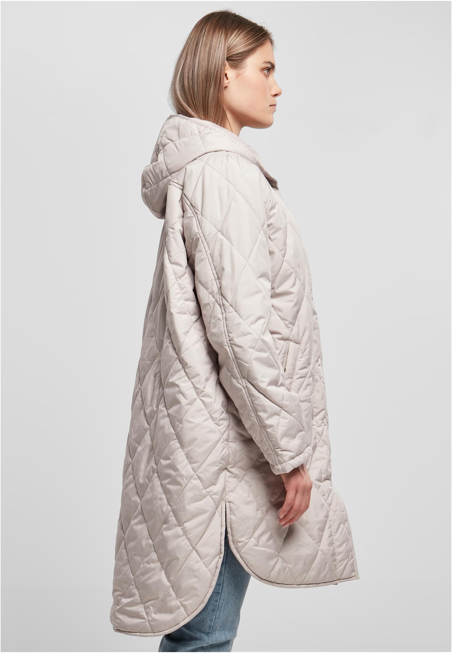 Ladies Oversized Diamond Quilted Hooded Coat warmgrey 3XL - variant image 3