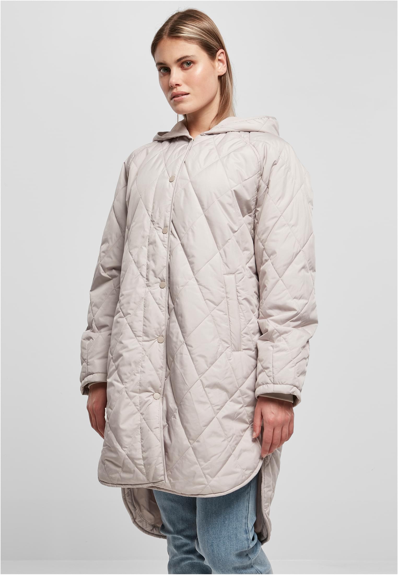 Ladies Oversized Diamond Quilted Hooded Coat warmgrey 3XL - alternate variant 2