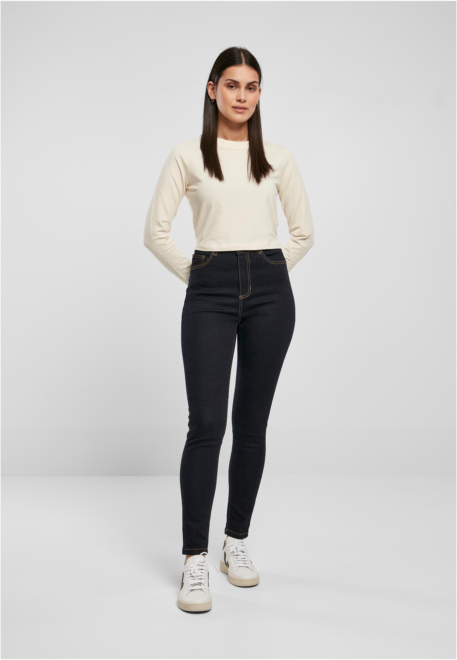 Ladies Organic High Waist Skinny Jeans darkblue raw 26 - variant image 4