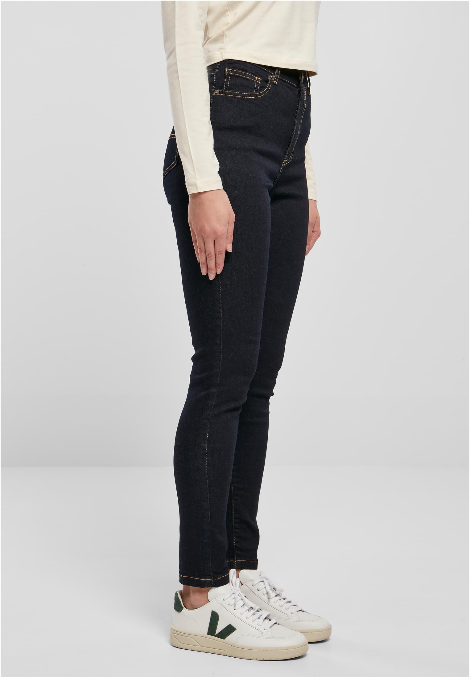 Ladies Organic High Waist Skinny Jeans darkblue raw 26 - variant image 3