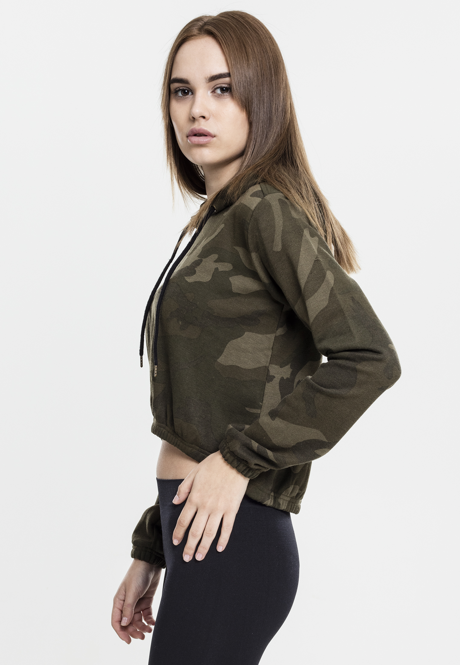 Ladies Camo Cropped Hoody olive camo L - variant image 1