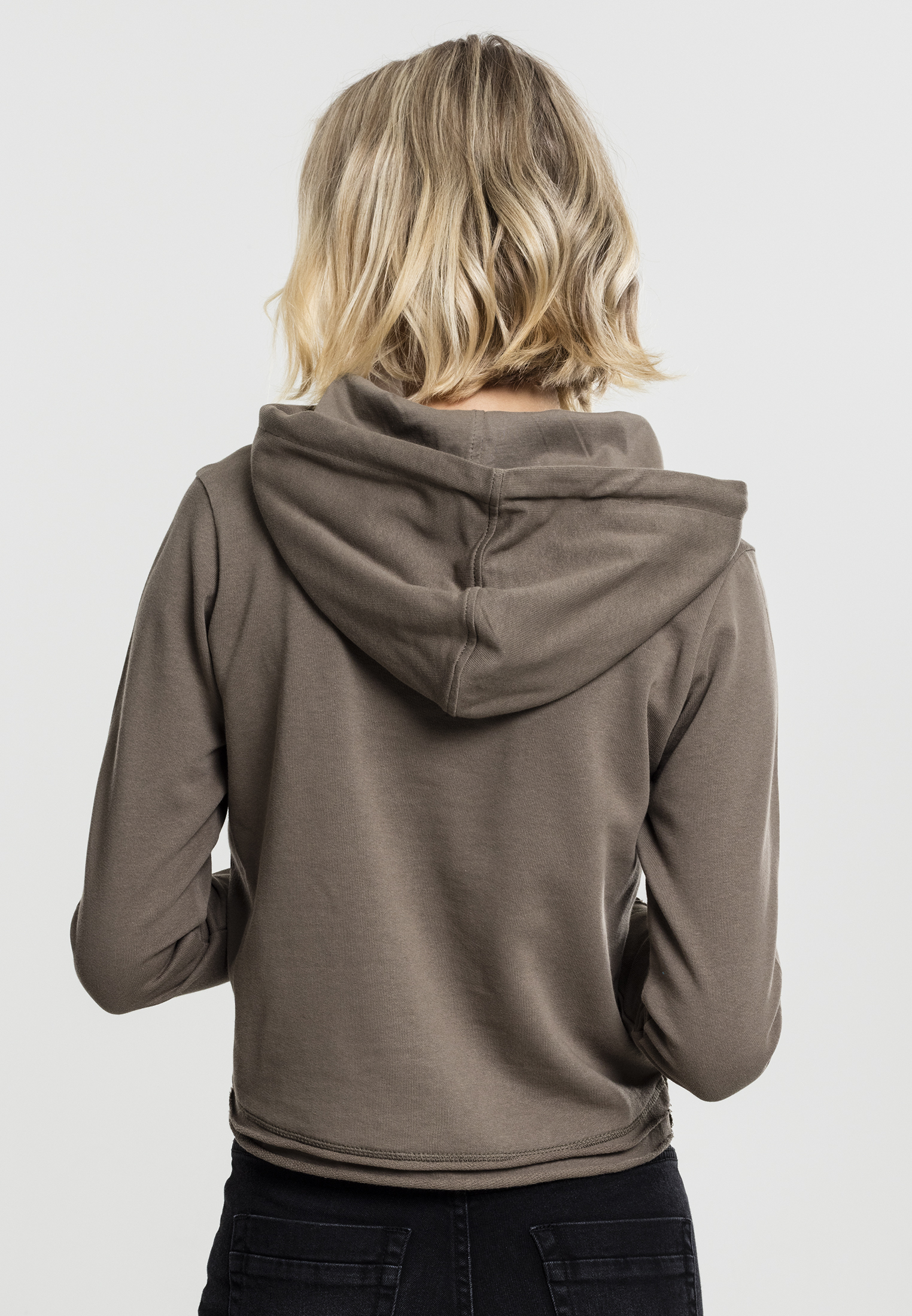 Ladies Cropped Terry Hoody army green L - variant image 1
