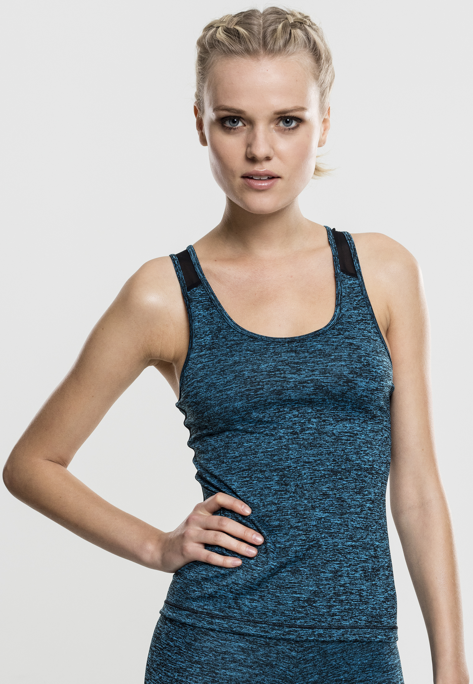 Ladies Active Melange Trainings Top turquoise/black/black L - variant image 1