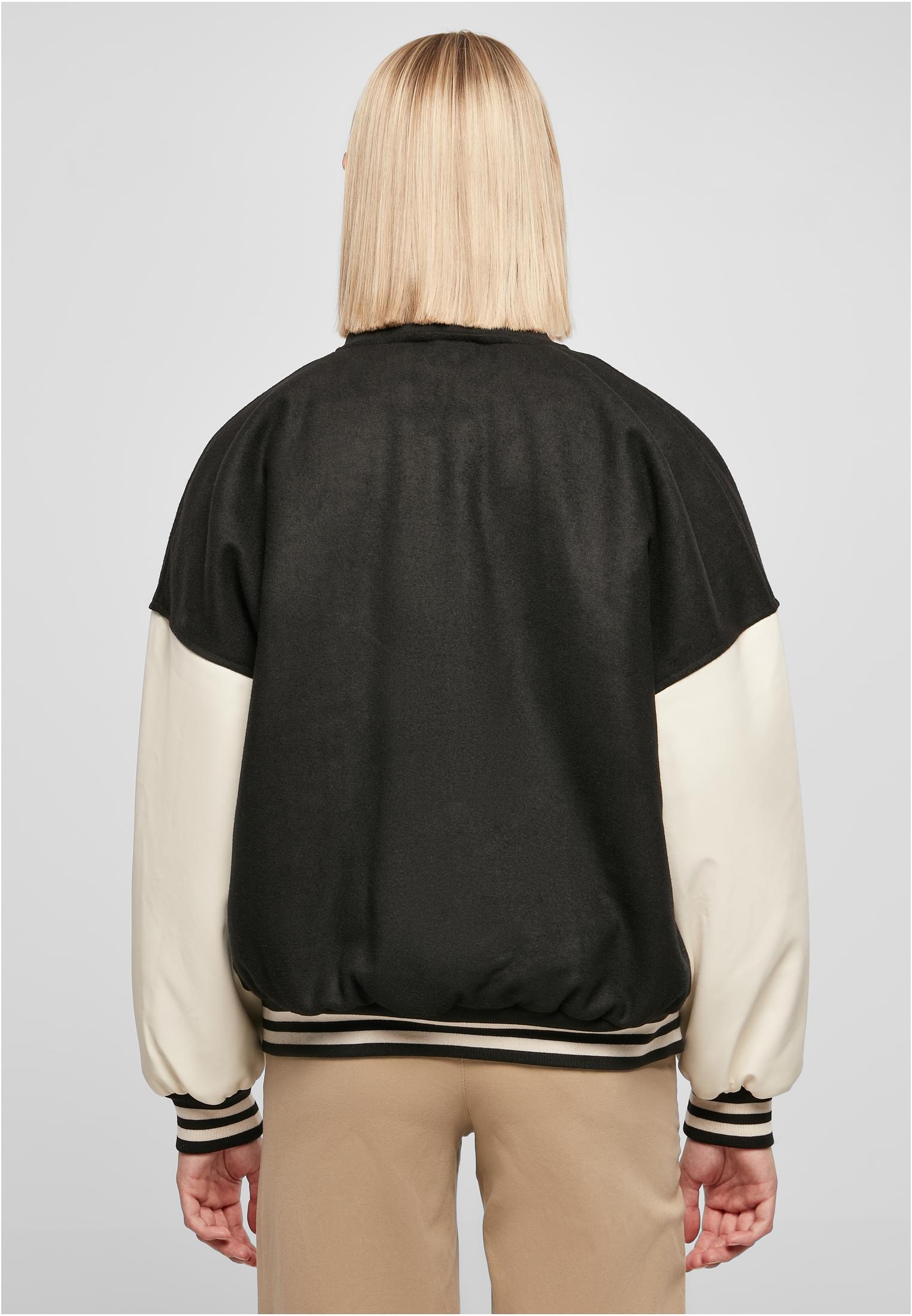 Ladies Oversized Big U College Jacket black/palewhite 3XL - variant image 2