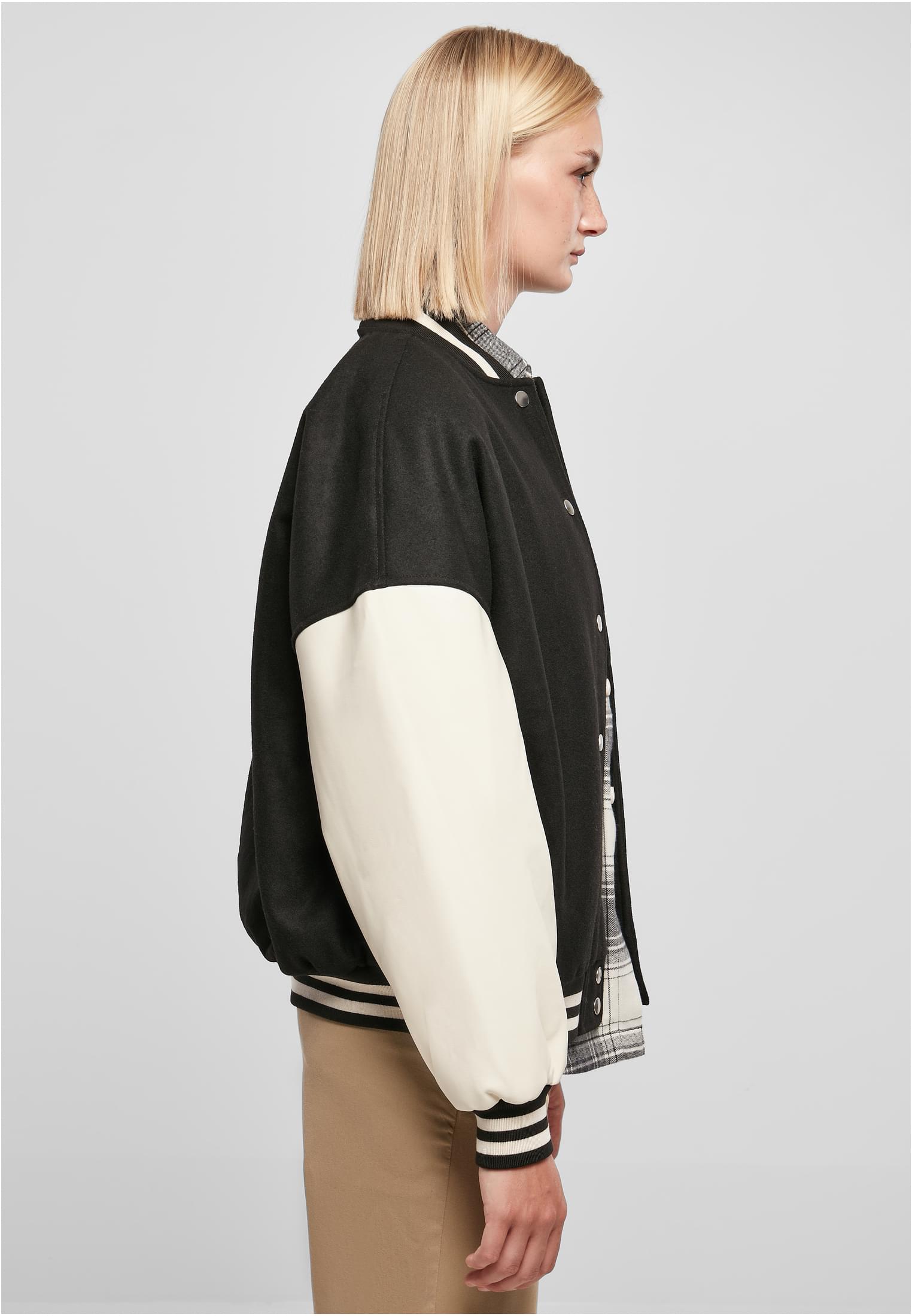 Ladies Oversized Big U College Jacket black/palewhite 3XL - variant image 3