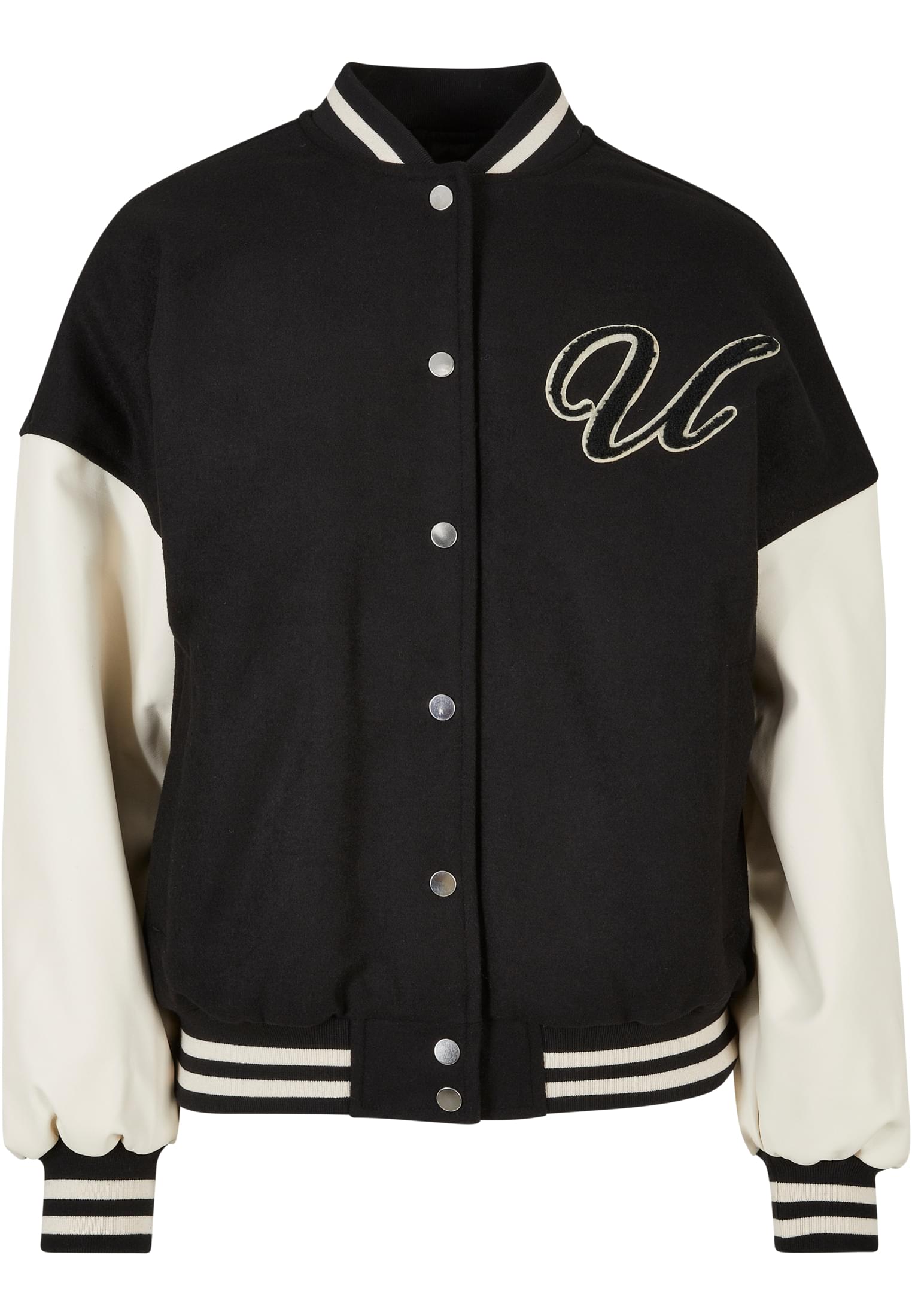 Ladies Oversized Big U College Jacket black/palewhite 3XL - variant image 5