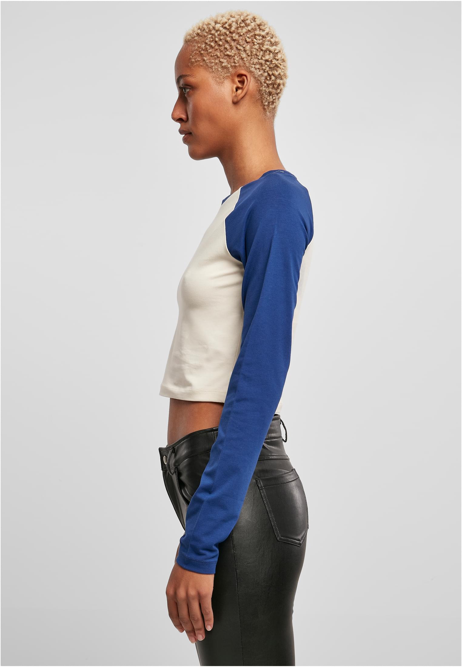 Ladies Organic Cropped Retro Baseball Longsleeve whitesand/spaceblue 3XL - variant image 1