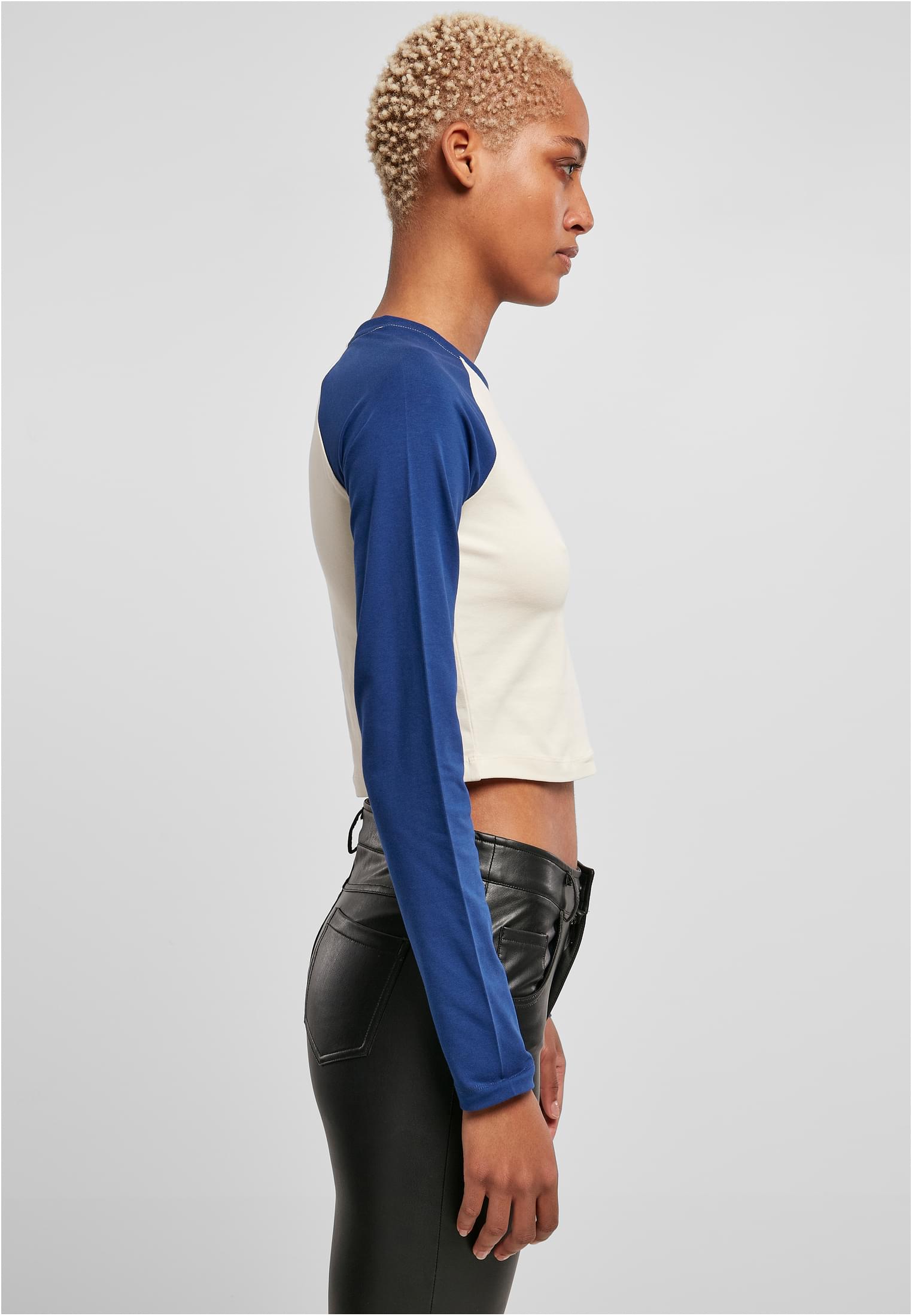 Ladies Organic Cropped Retro Baseball Longsleeve whitesand/spaceblue 3XL - variant image 3