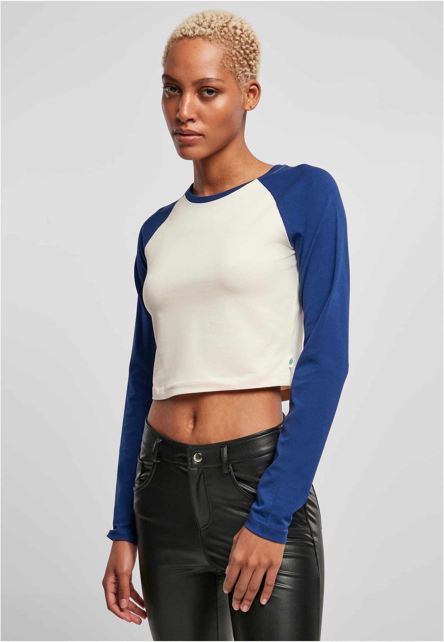 Ladies Organic Cropped Retro Baseball Longsleeve whitesand/spaceblue 3XL - alternate variant 3