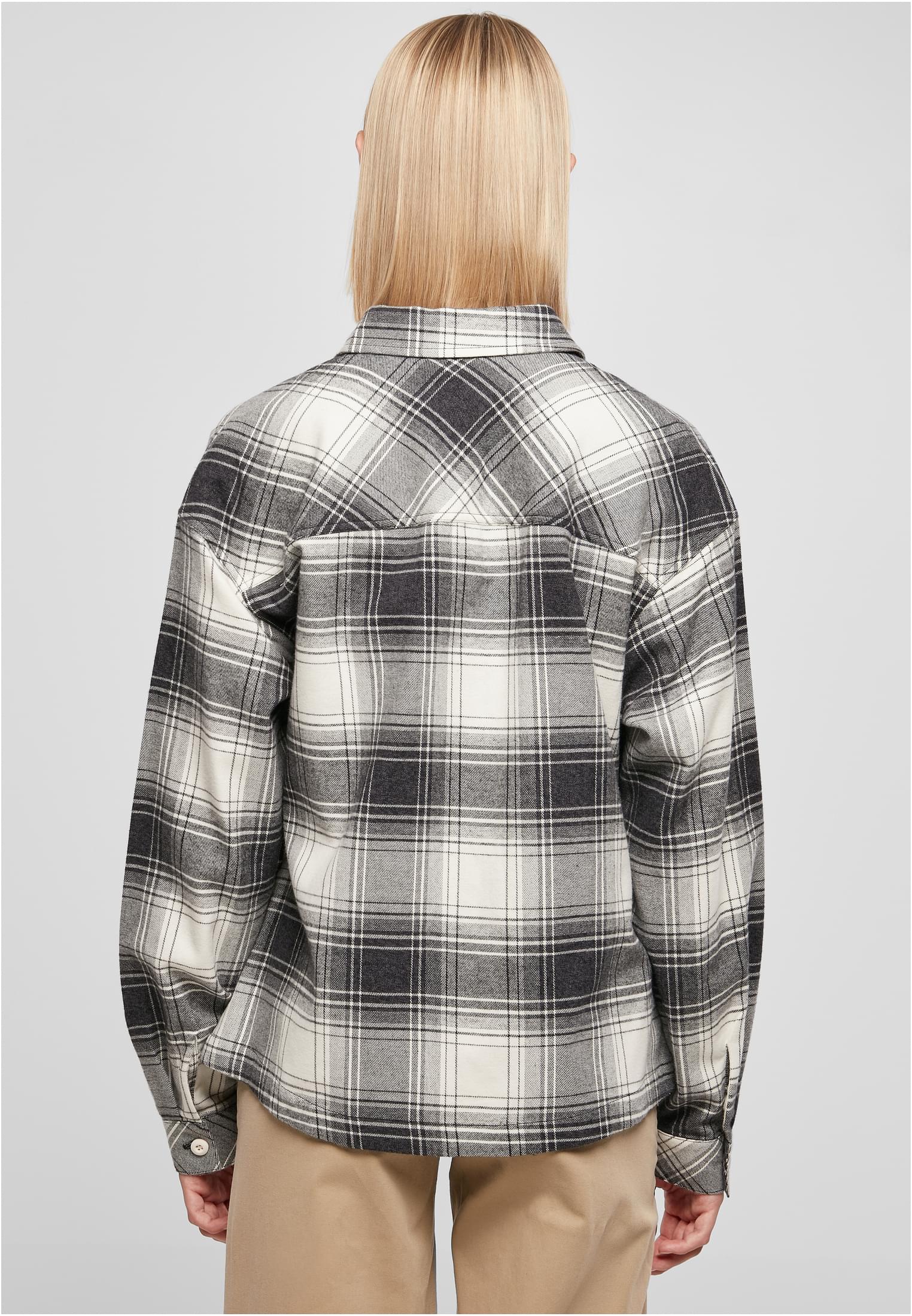Ladies Oversized Check Shirt whitesand/black 3XL - variant image 2