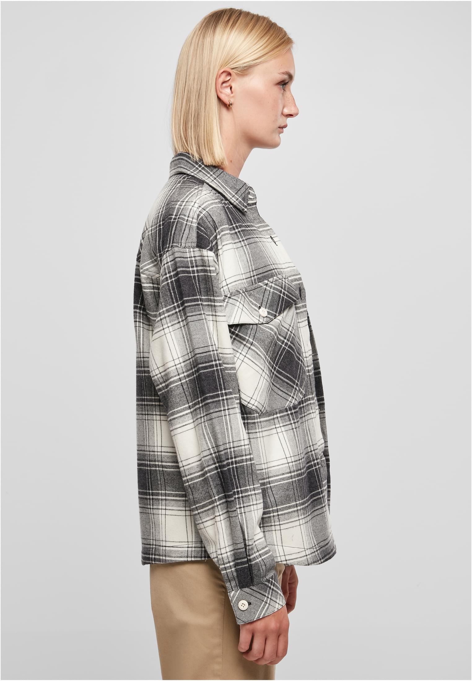 Ladies Oversized Check Shirt whitesand/black 3XL - variant image 3