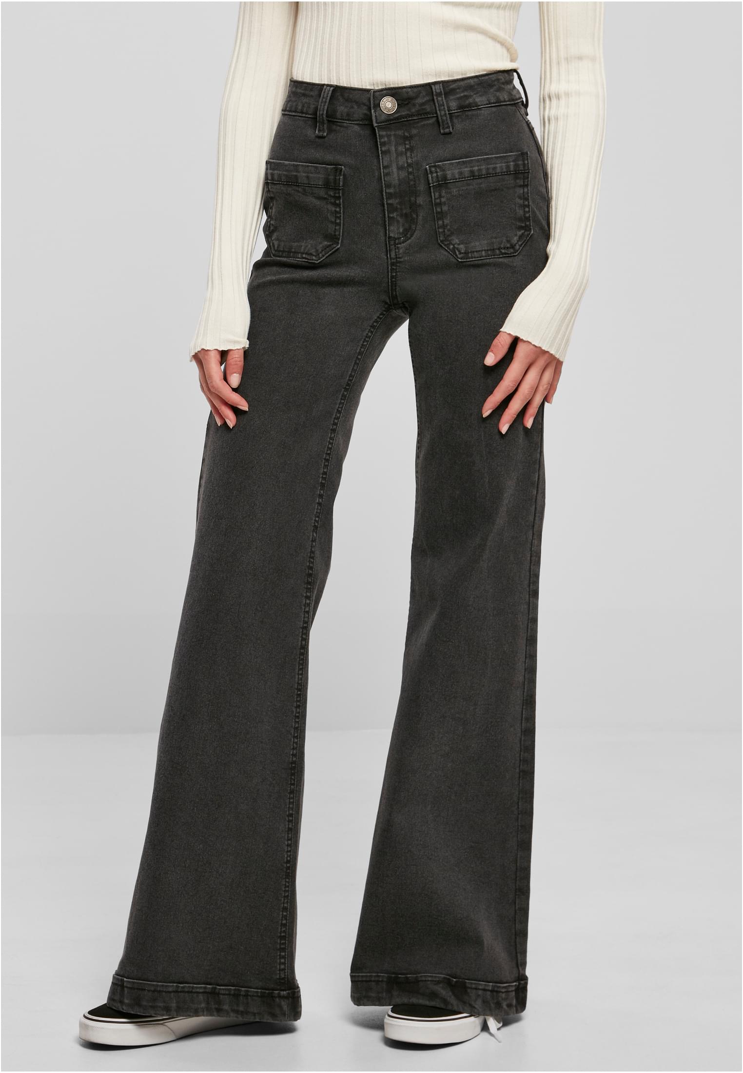 Ladies Vintage Flared Denim Pants black washed 26 - alternate variant 1