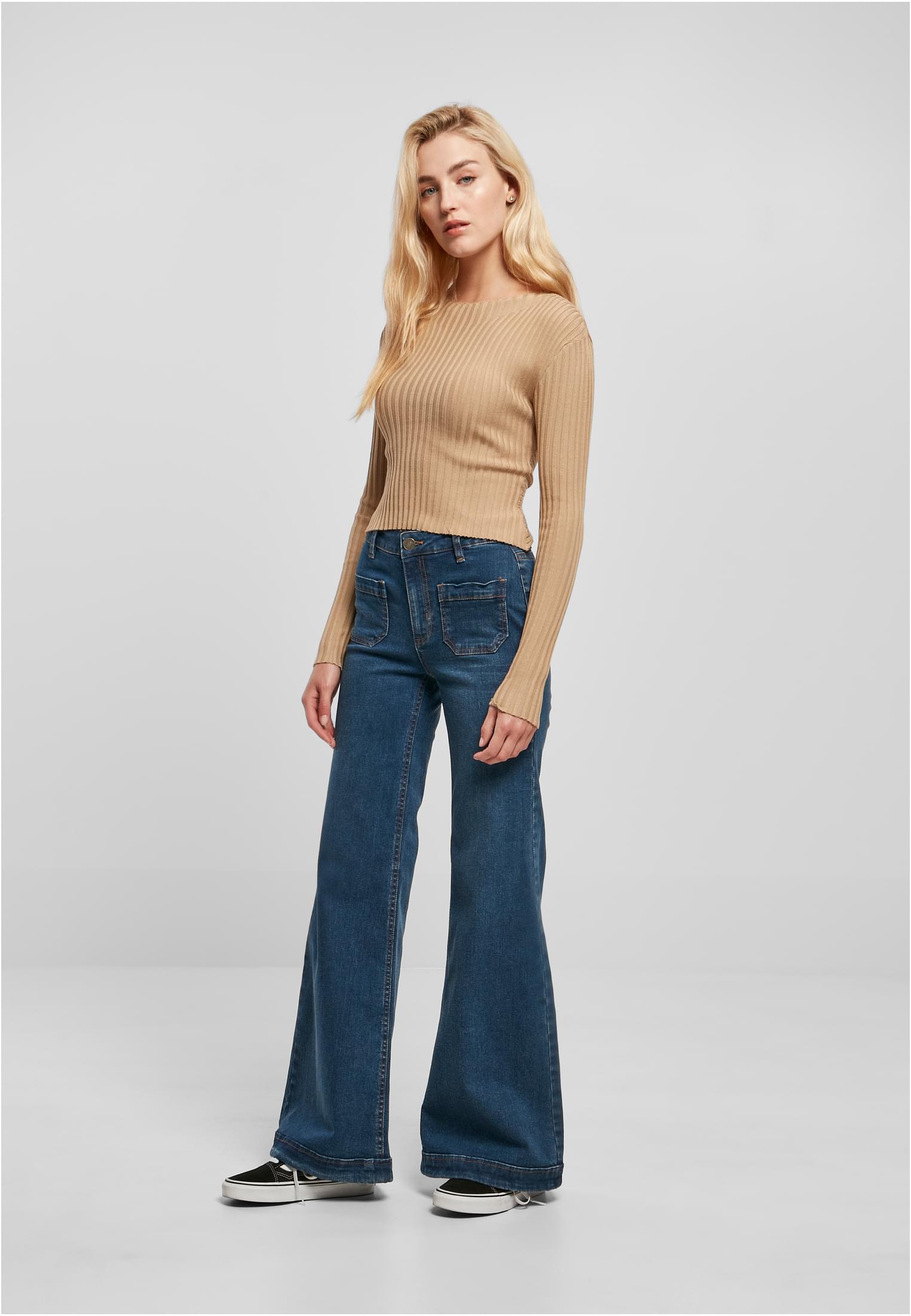 Ladies Vintage Flared Denim Pants deepblue washed 26 - variant image 4