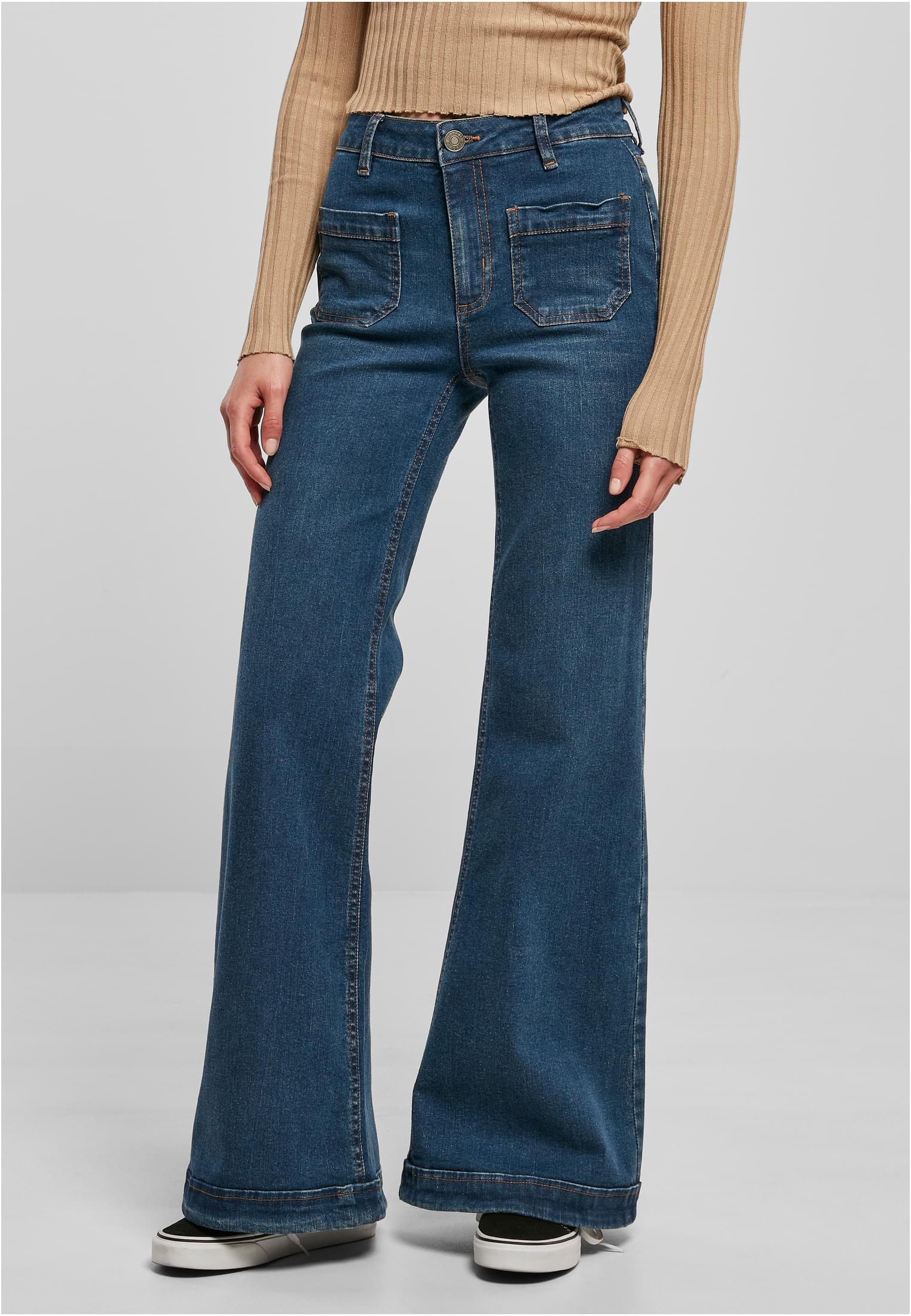 Ladies Vintage Flared Denim Pants deepblue washed 26 - alternate variant 2