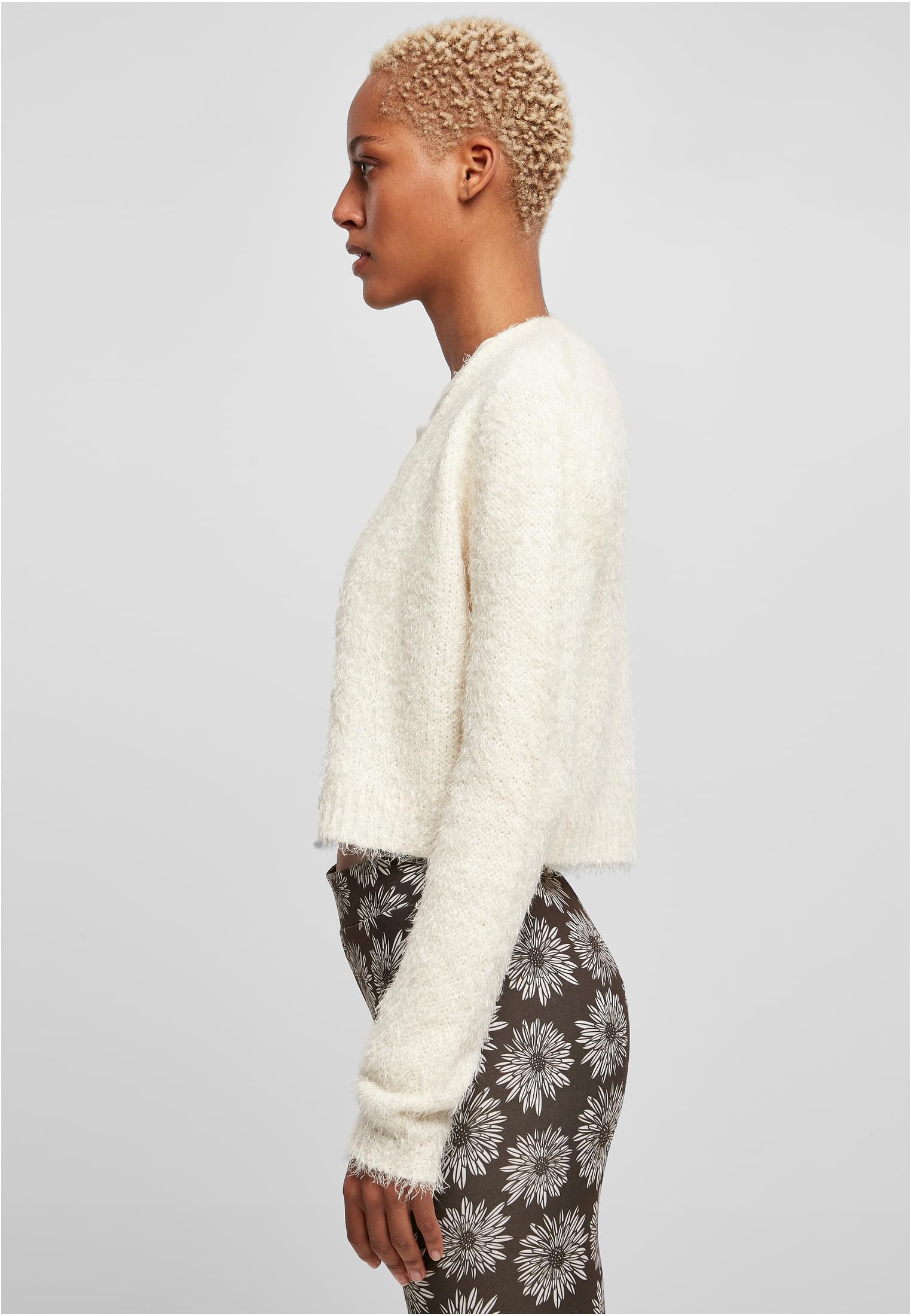 Ladies Cropped Feather Cardigan whitesand 3XL - variant image 1