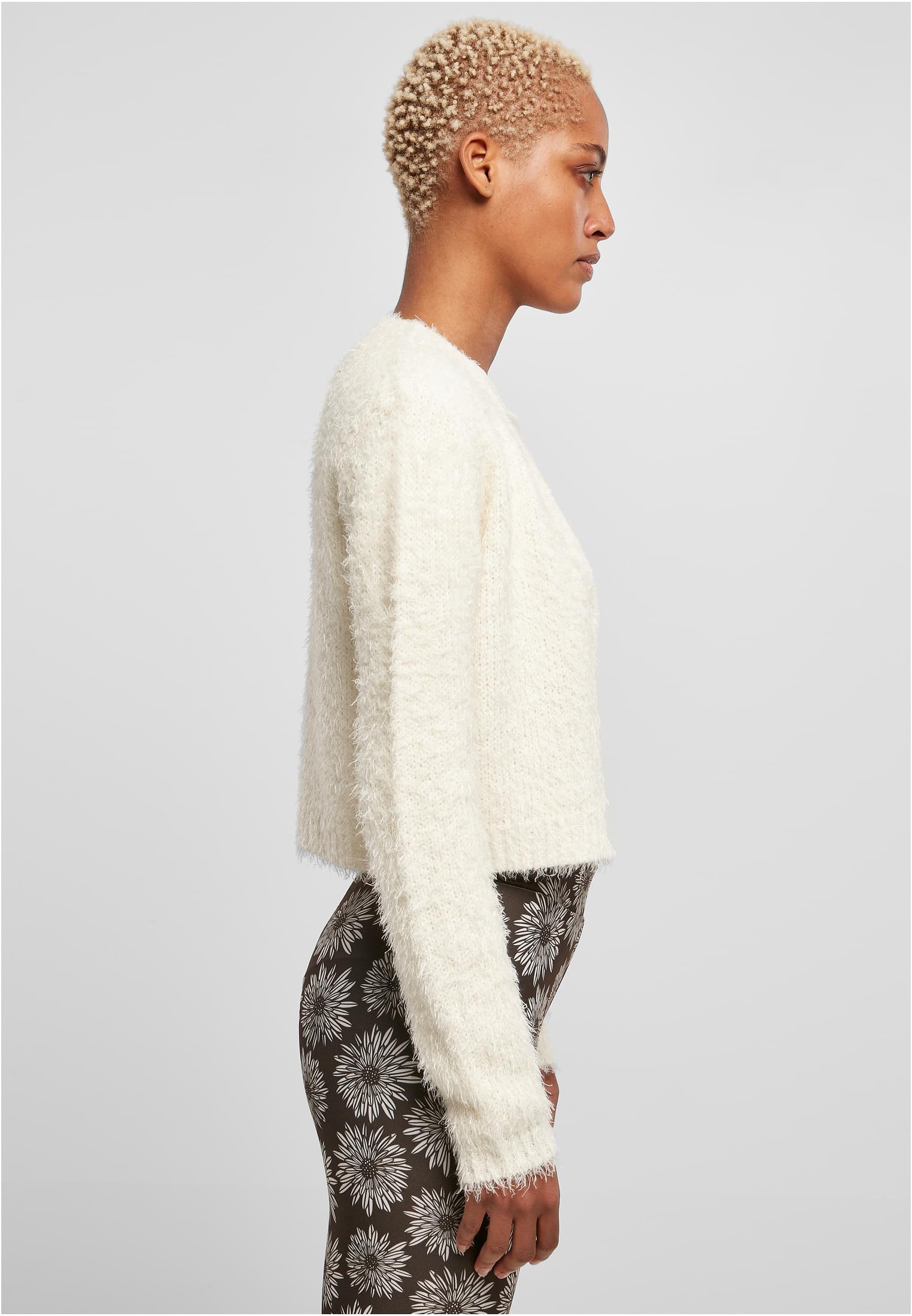 Ladies Cropped Feather Cardigan whitesand 3XL - variant image 3