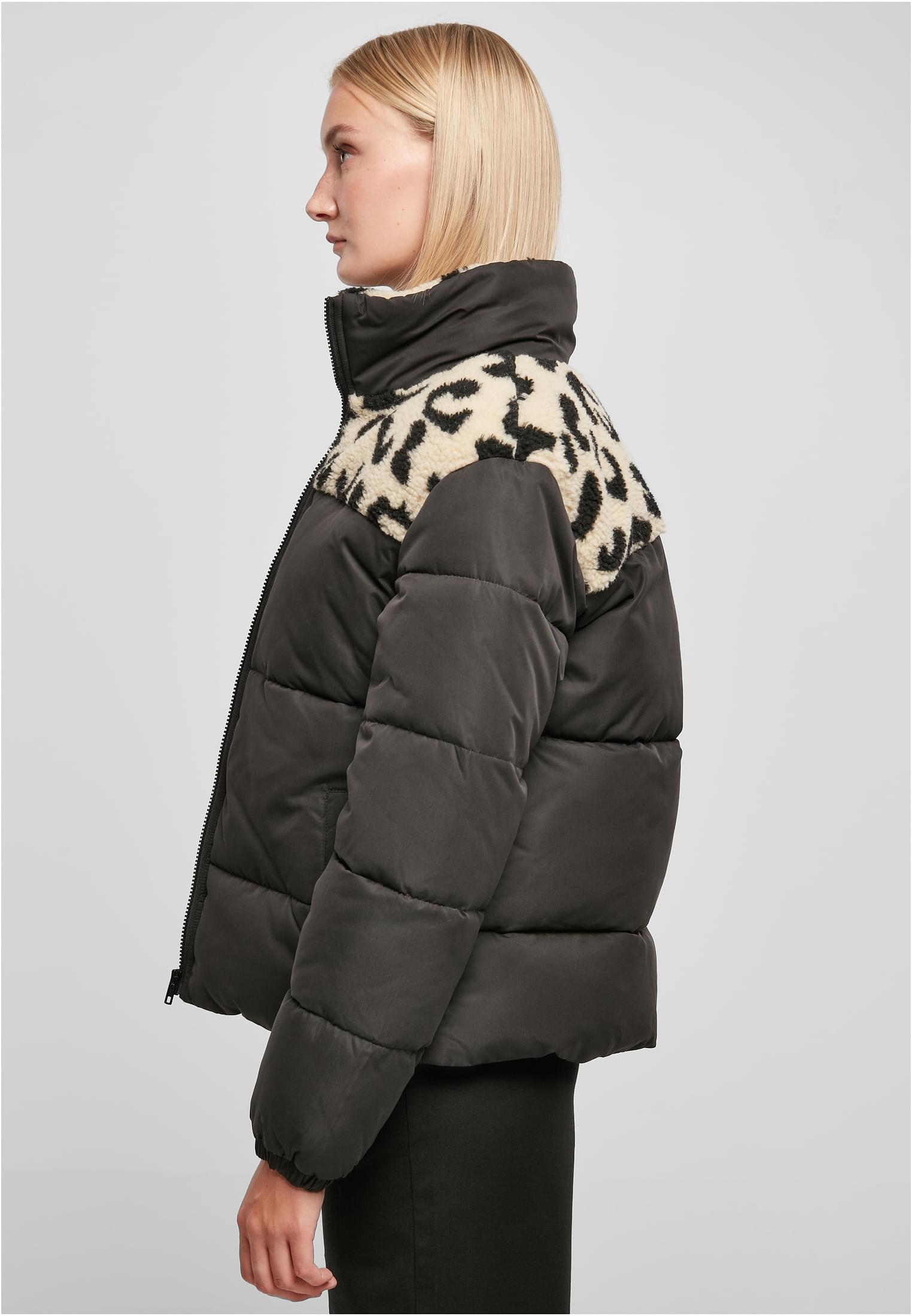 Ladies AOP Sherpa Mixed Puffer Jacket black/sandleo 3XL - variant image 1