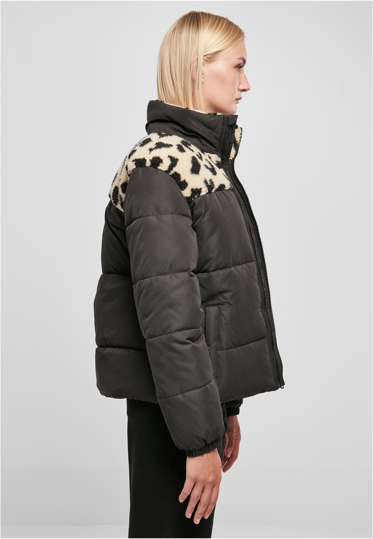 Ladies AOP Sherpa Mixed Puffer Jacket black/sandleo 3XL - variant image 3