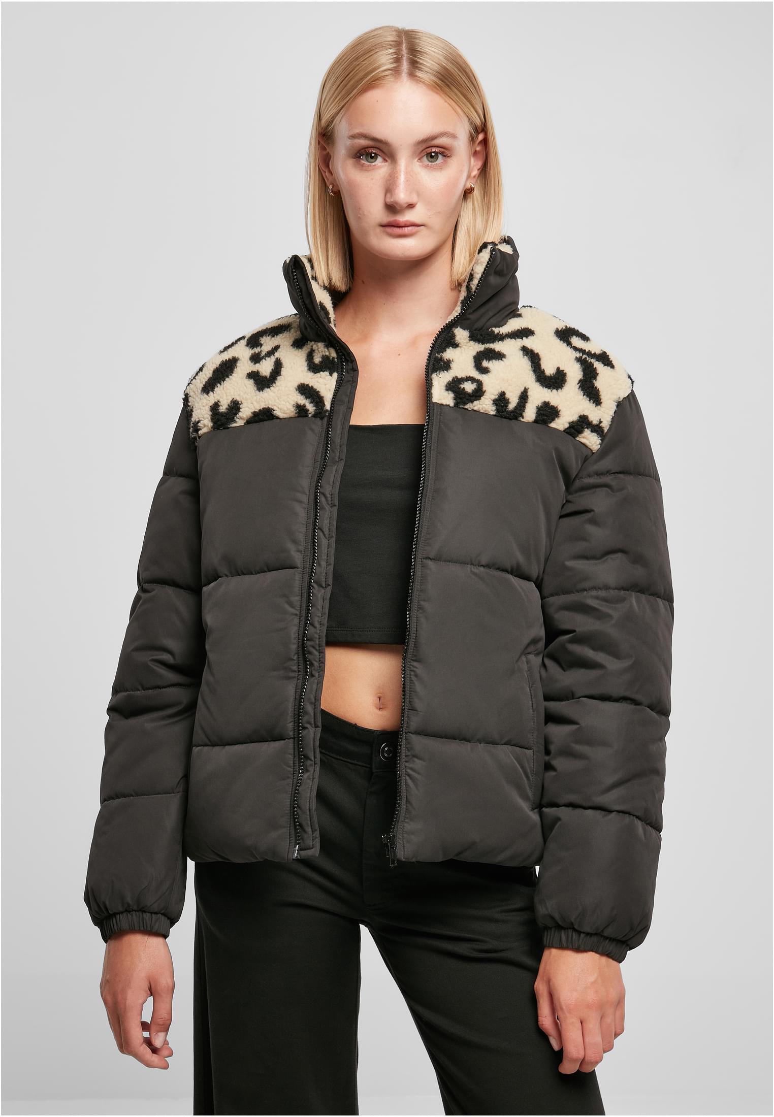 Ladies AOP Sherpa Mixed Puffer Jacket black/sandleo 3XL - alternate variant 1