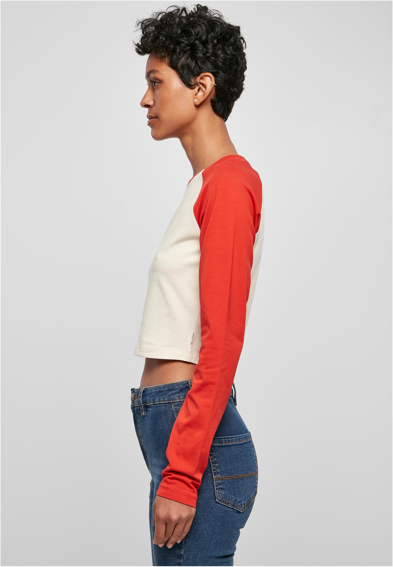 Ladies Organic Cropped Retro Baseball Longsleeve whitesand/hugered 3XL - variant image 1